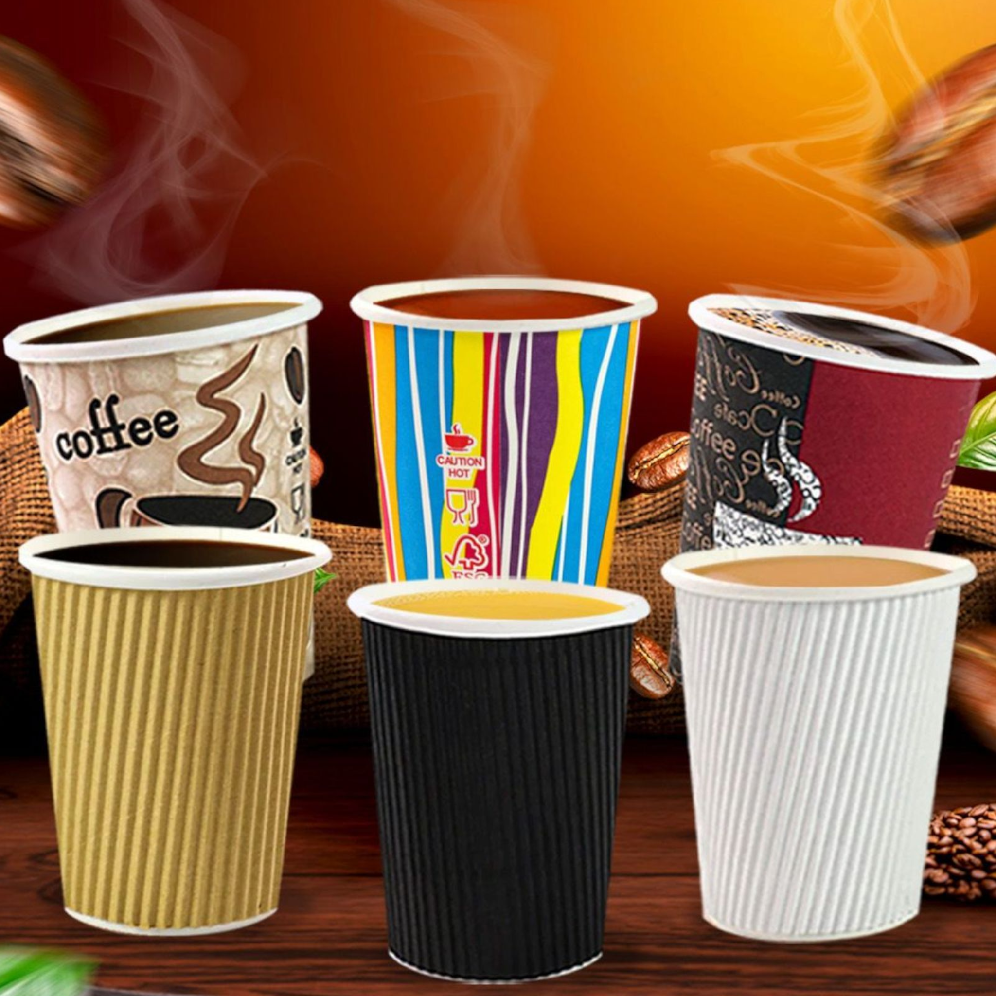 250ml Vending Paper Coffee Cups Single Wall Plain White 5pack