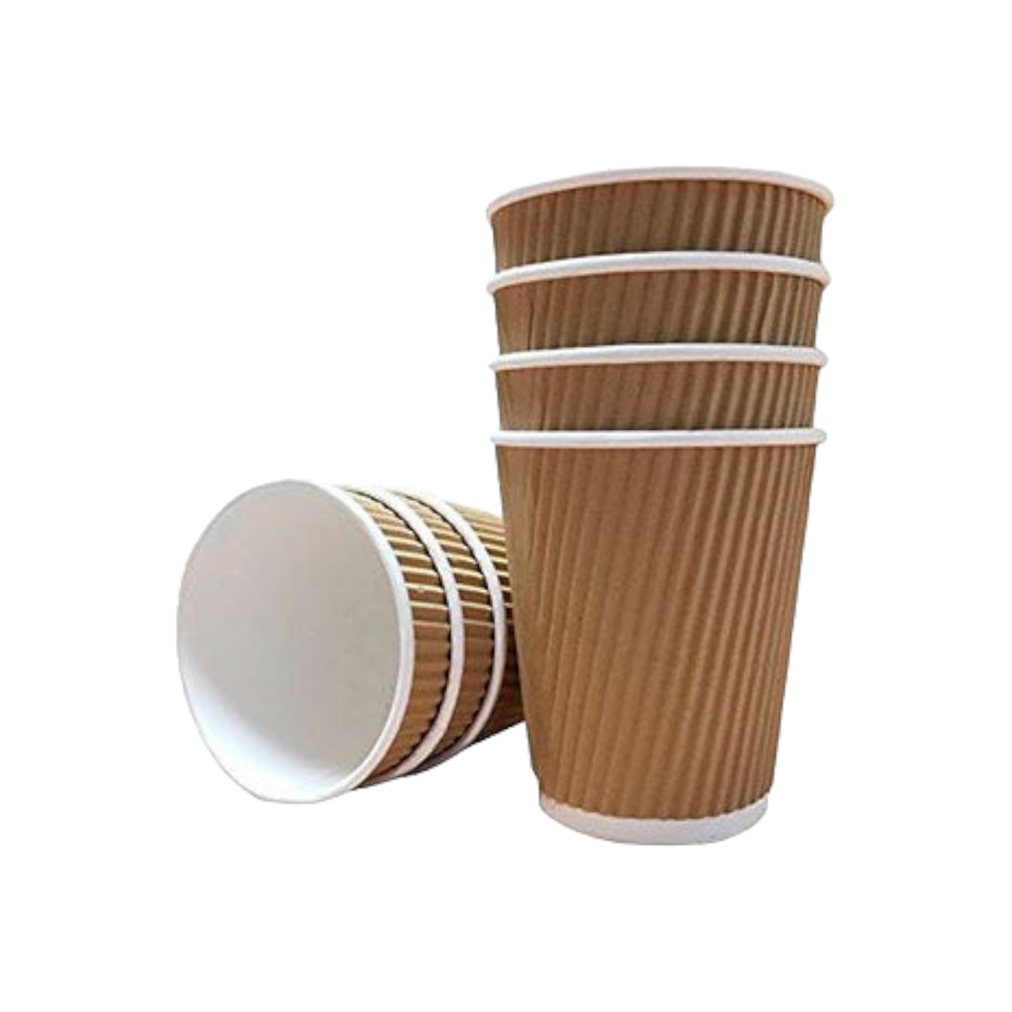 250ml Disposable Vertical Ripple Paper Coffee Cup Kraft Brown 1000box