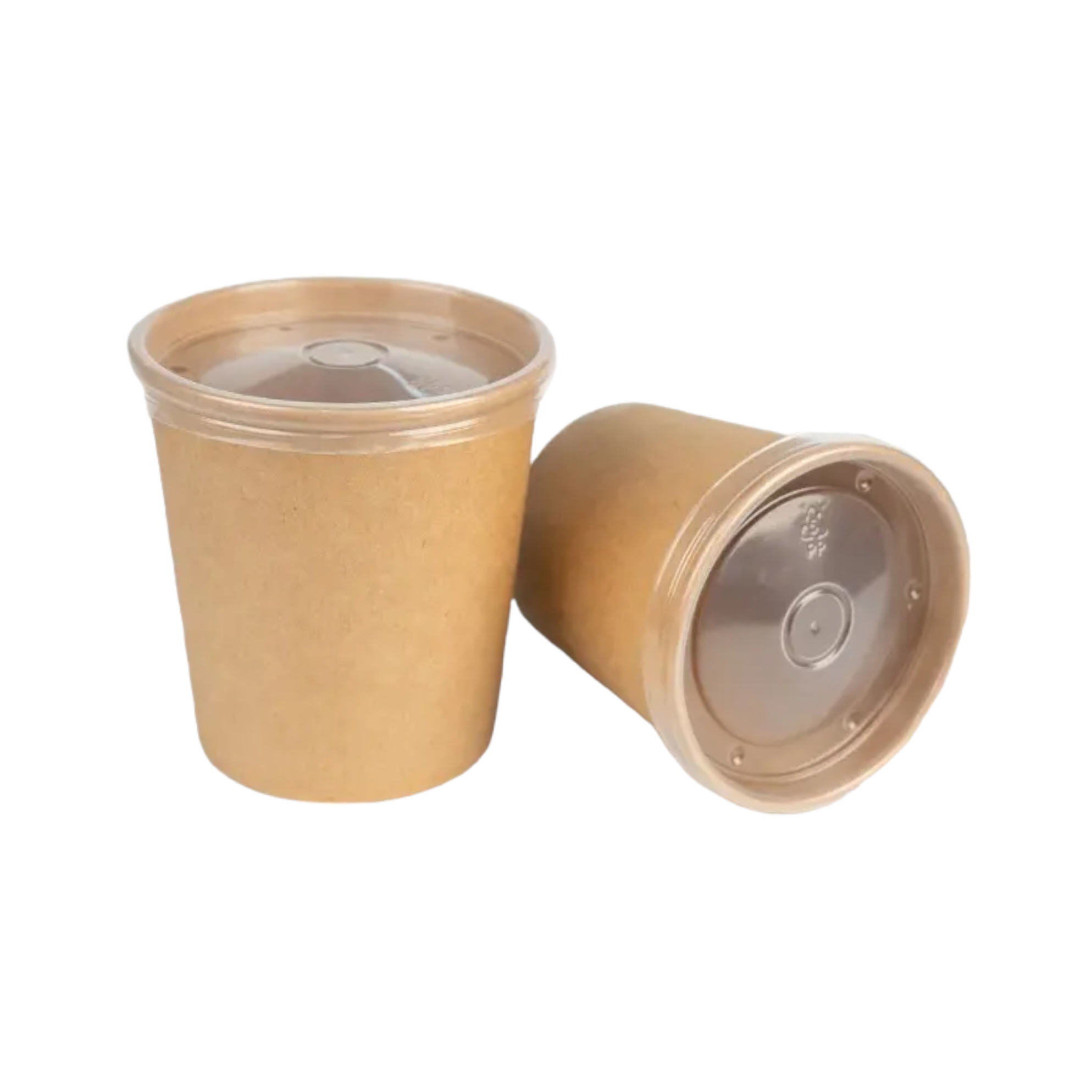Kraft Paper Food Lunch Soup Bowl Container with Pet Lid 480ml