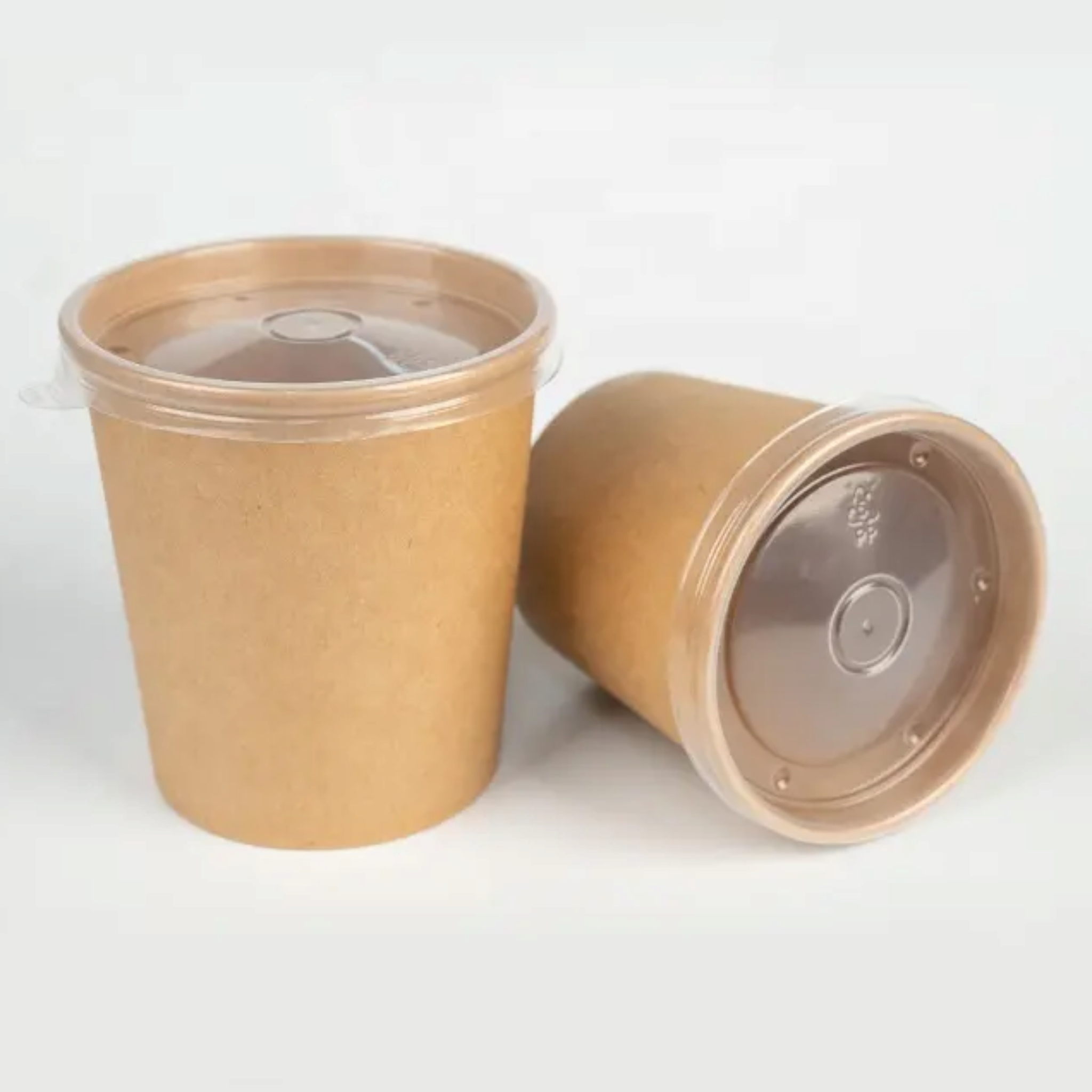 Kraft Paper Food Lunch Soup Bowl Container with Pet Lid 960ml