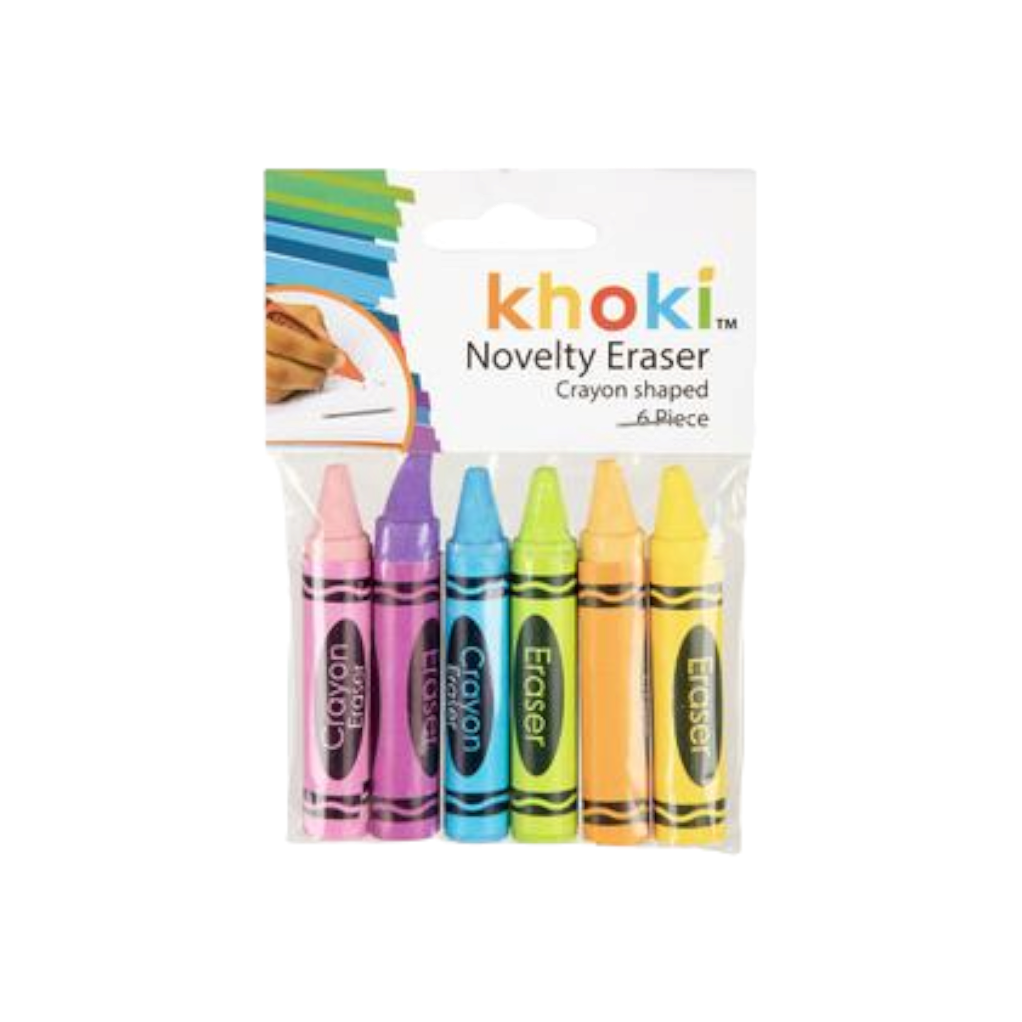 Khoki Novelty Erasers Pencil Crayon 6pcs