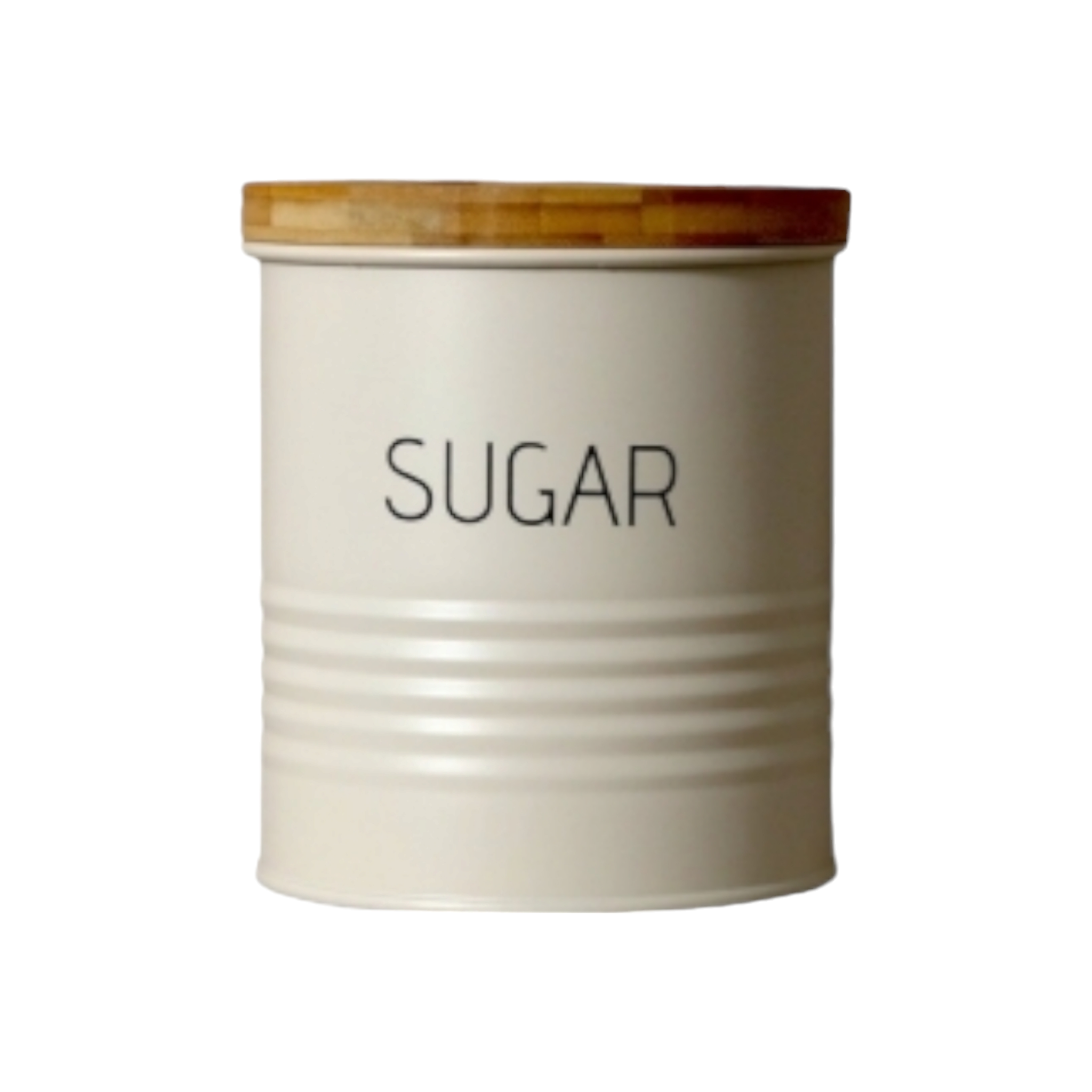 Aqua Sugar Tin Canister Cream with Bamboo Lid 29902