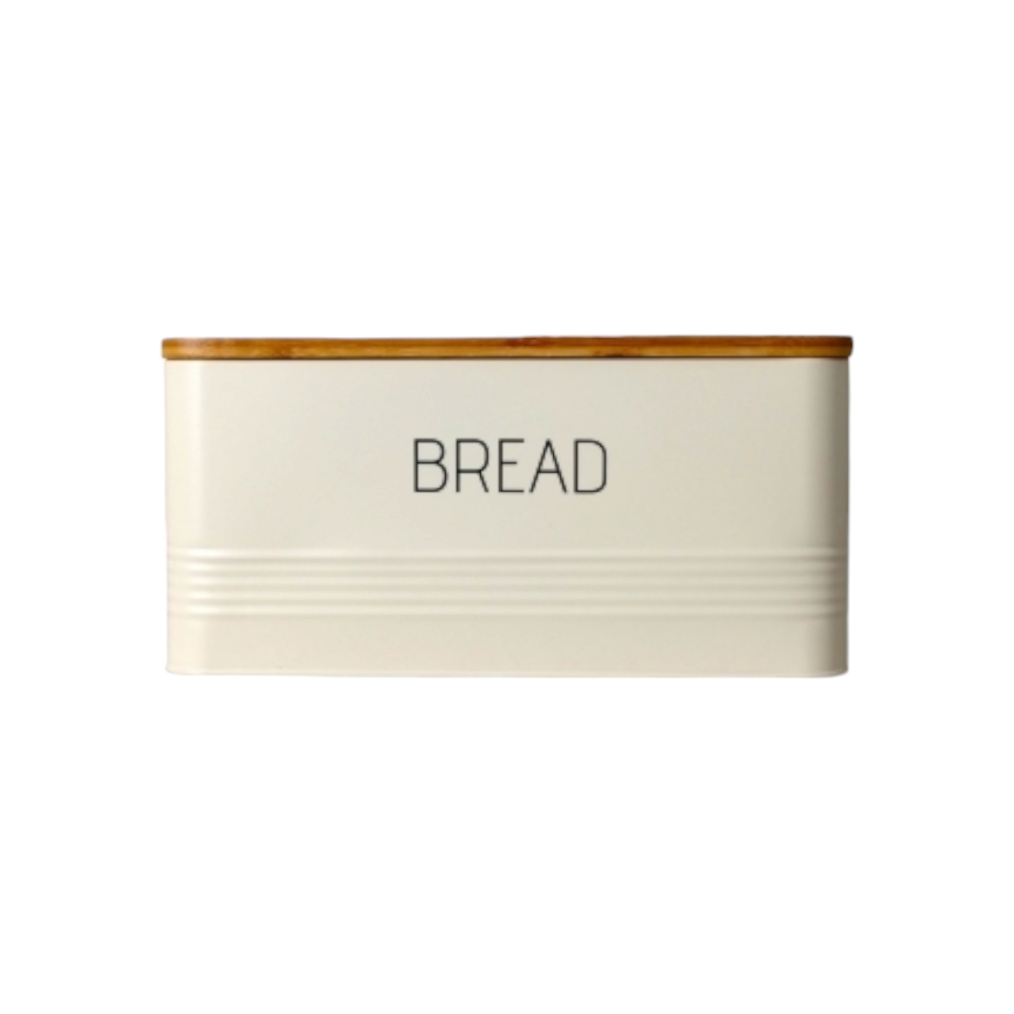 Aqua Tin Bread Bin Cream with Bamboo Lid