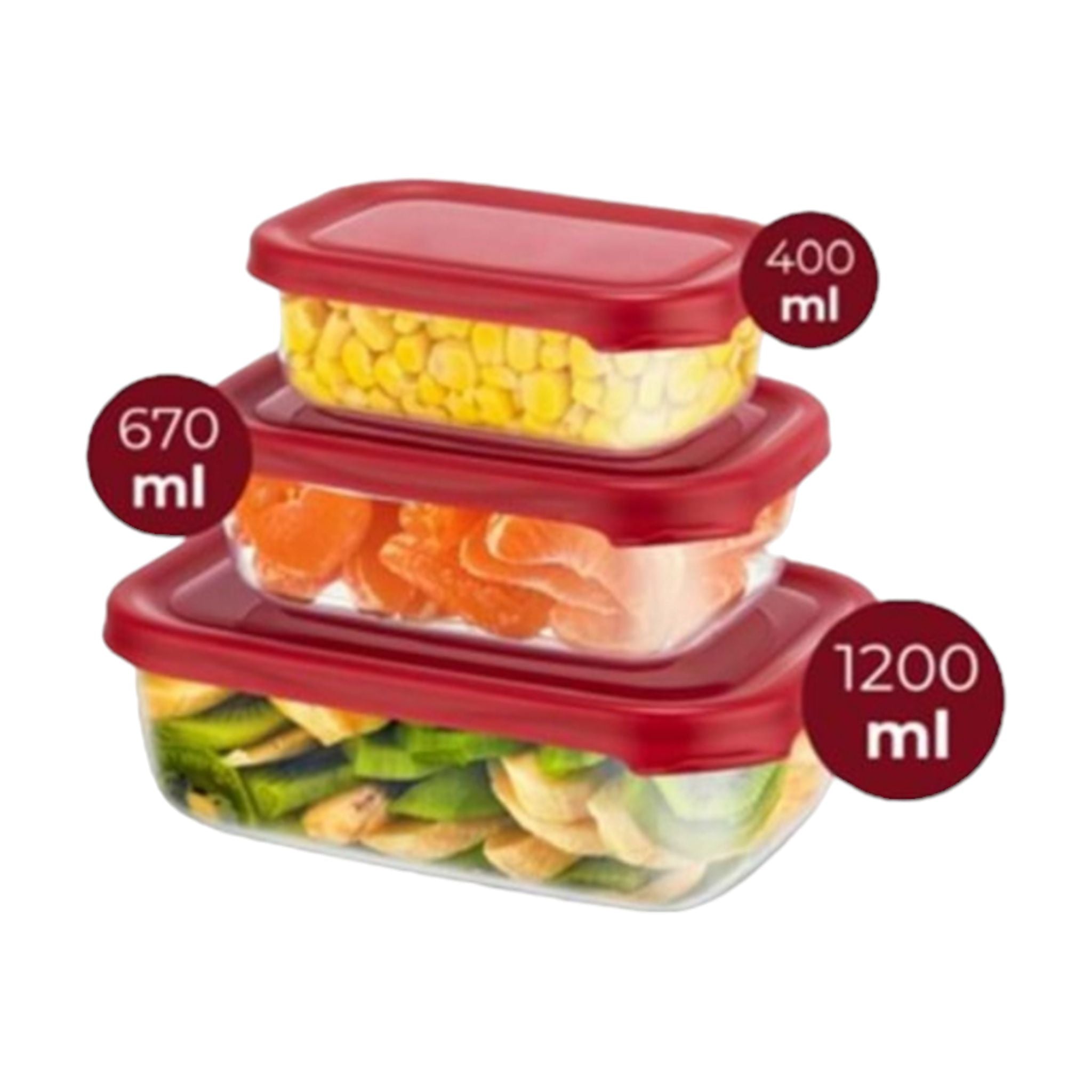 Foly Life Peggy Lunch Box Shallows Storage Box 3pack 400ml-670ml-1.2L with Tight Lid BNM0513 Titiz