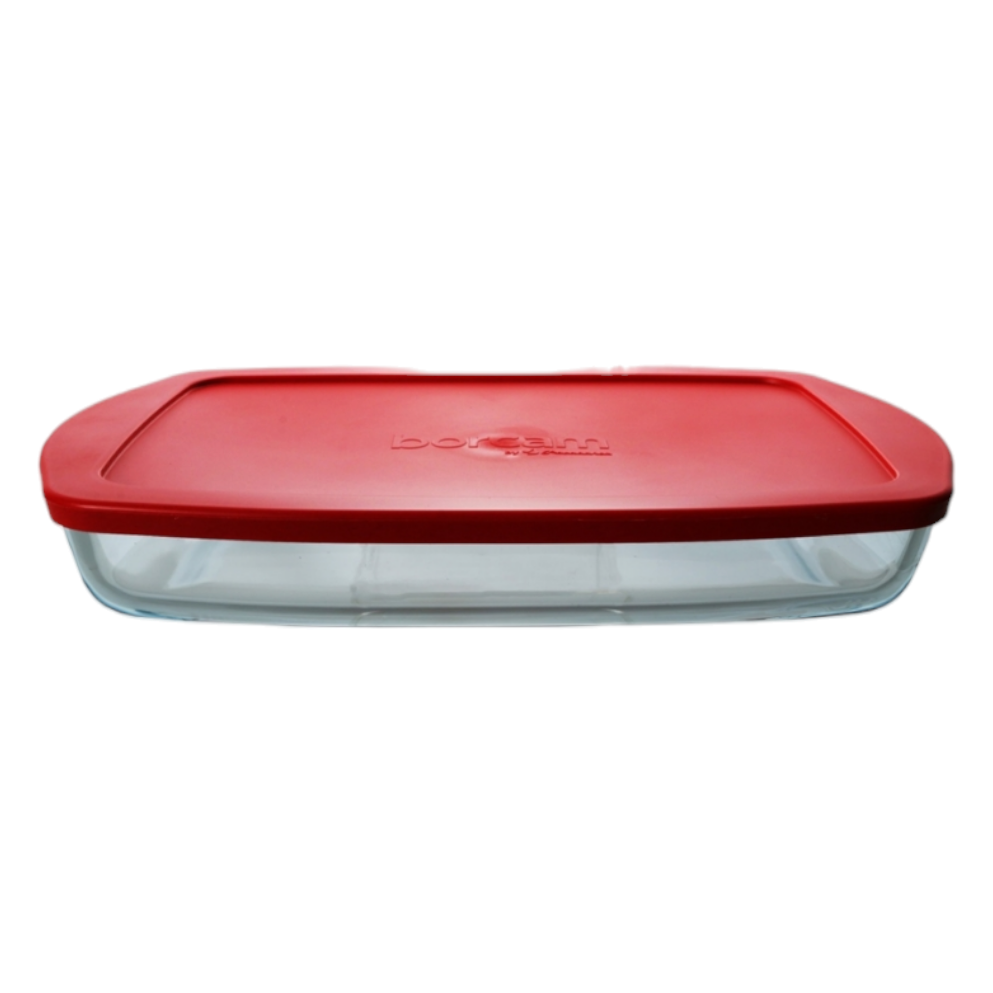 Borcam Glass Serving Dish Large Oven Dish Tray Rectangle with Red Lid 36x19x5cm 59006