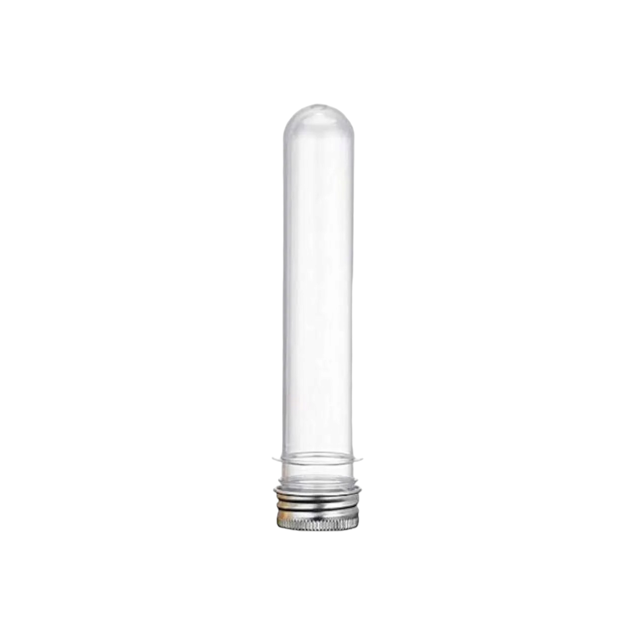 Plastic PET Test Tube - Vials Container Bottle Tube Shape with Silver Lid