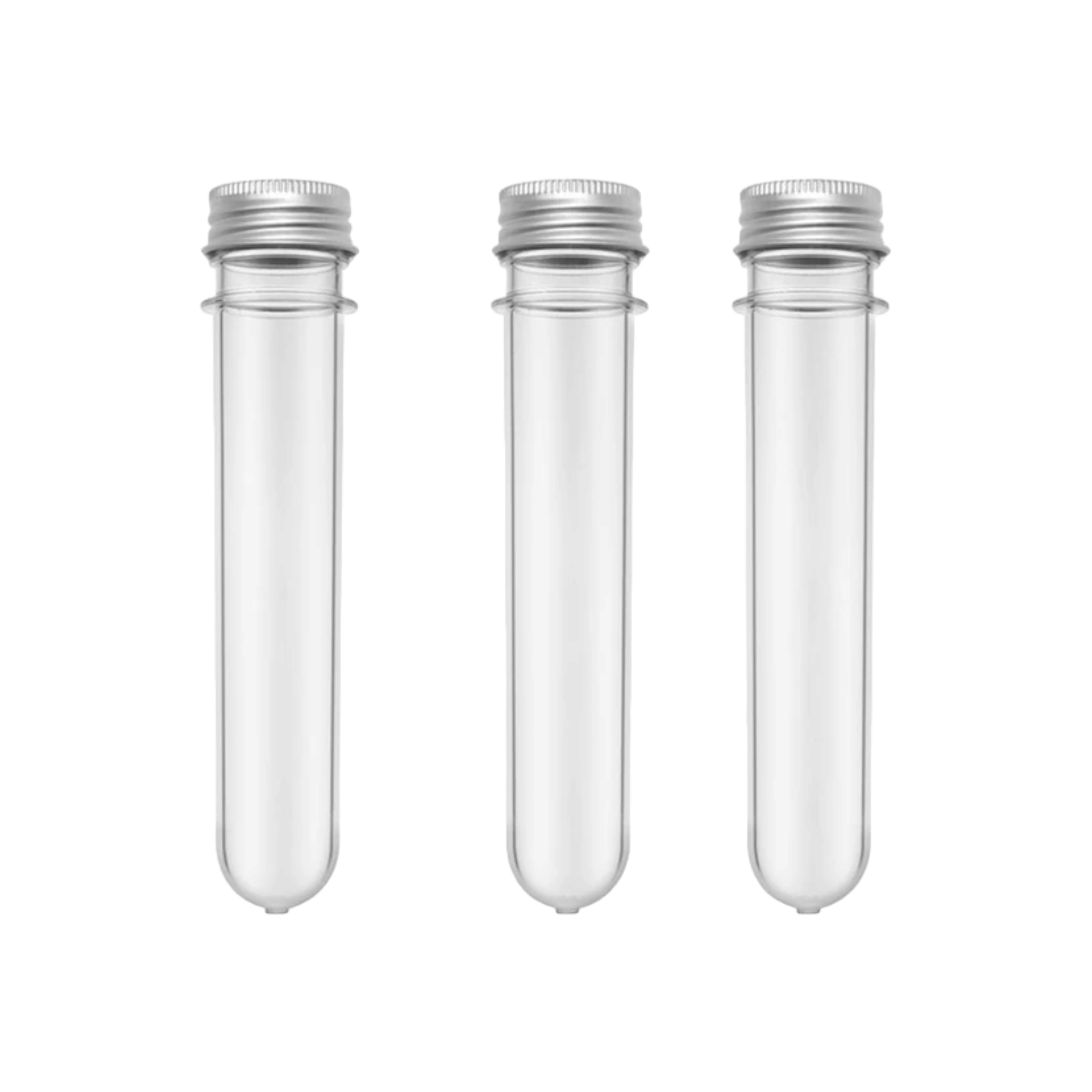 Plastic PET Test Tube - Vials Container Bottle Tube Shape with Silver Lid