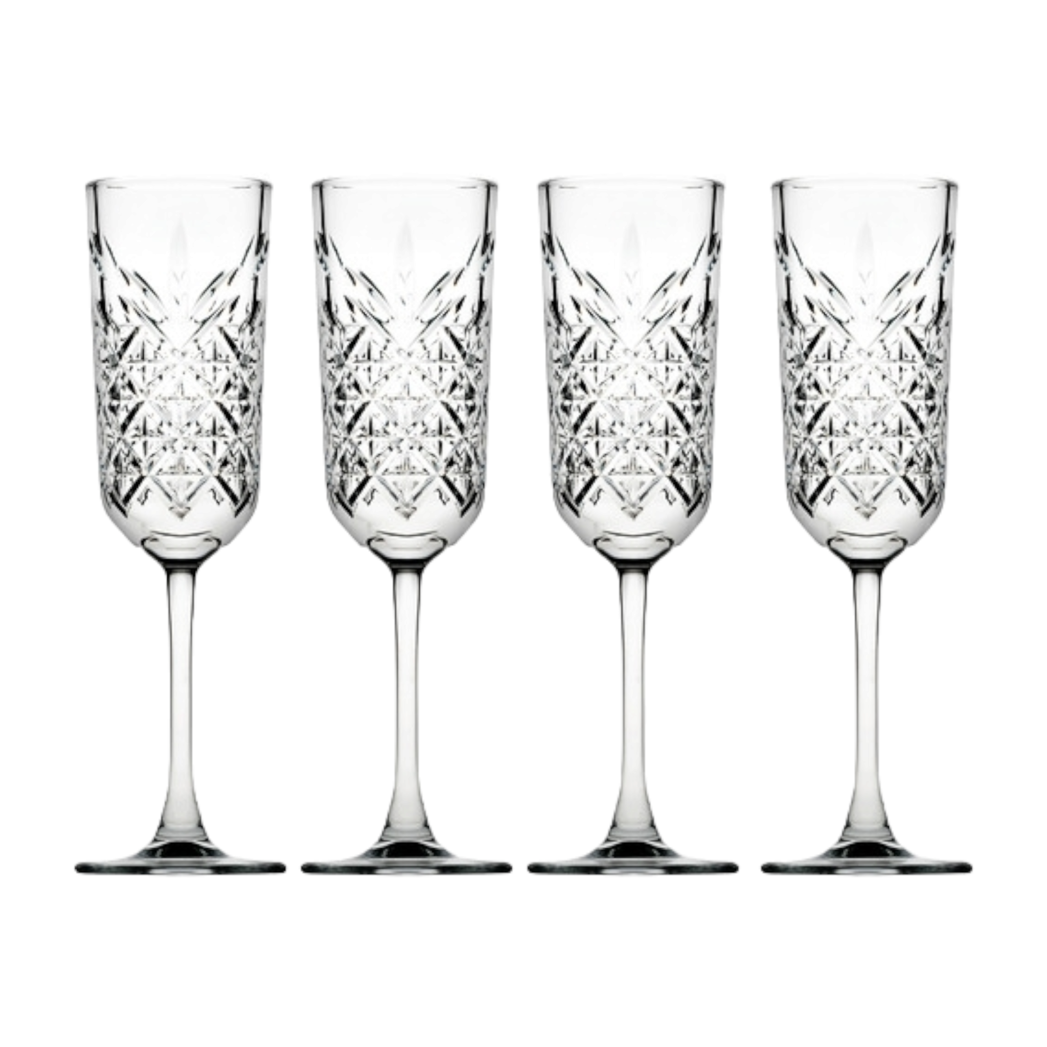 Pasabahce Timeless Glass Tumbler Stemmed 175ml Champagne with Gold Rim 4pcs