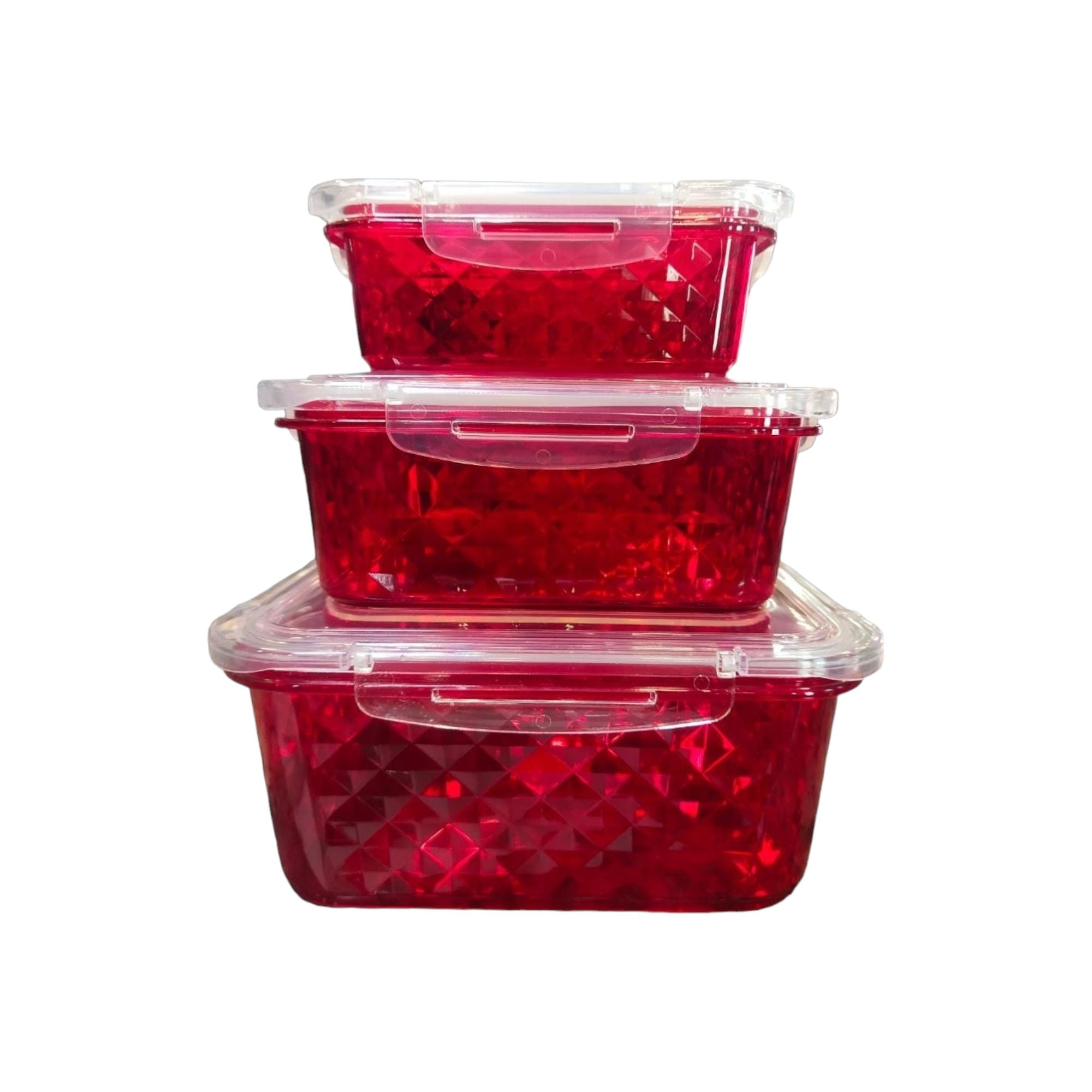 Continental Homeware Acrylic Storage Box 3Pcs Set with Tight Lock Lid Crystal Design Container Set CH469