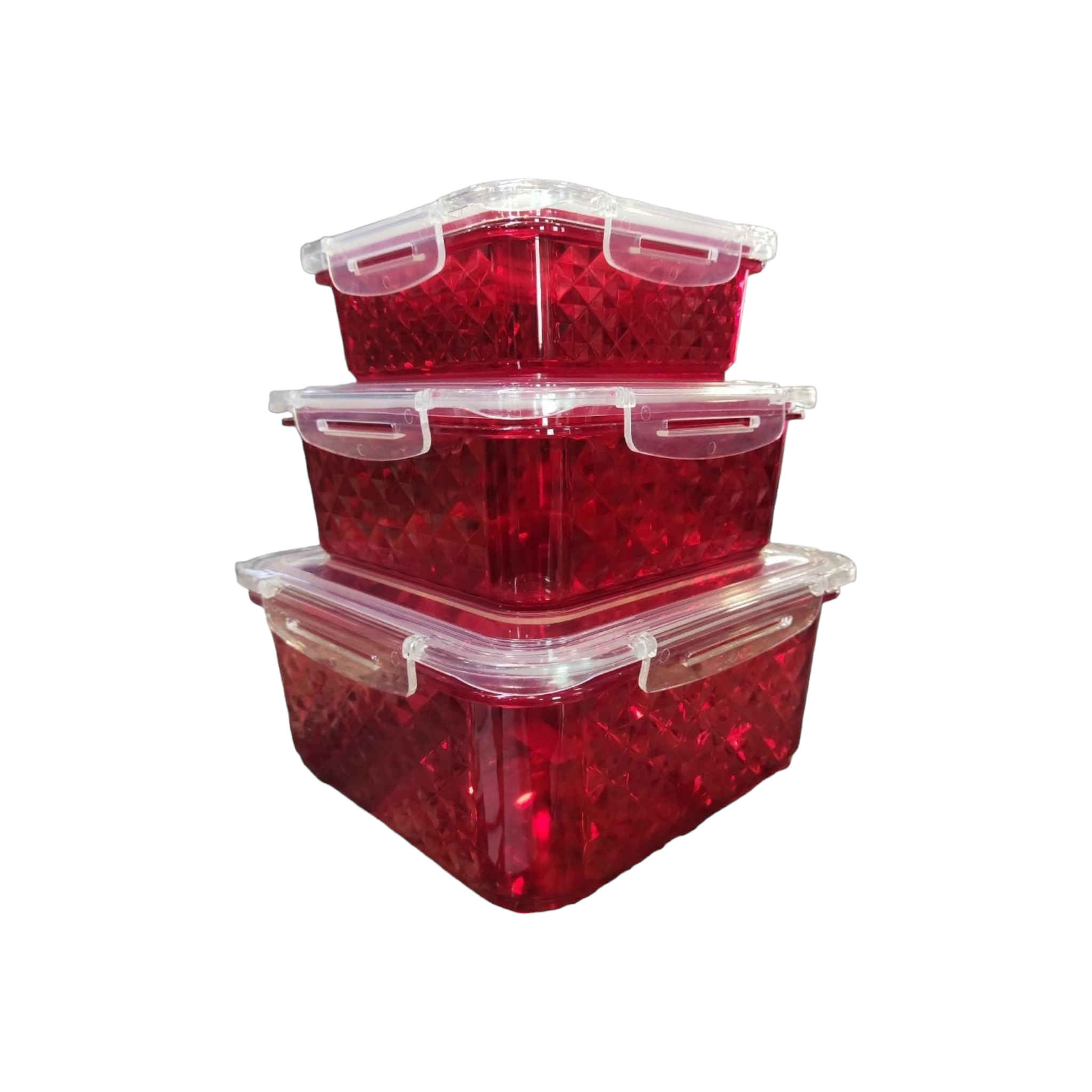 Continental Homeware Acrylic Storage Box 3Pcs Set with Tight Lock Lid Crystal Design Container Set CH469