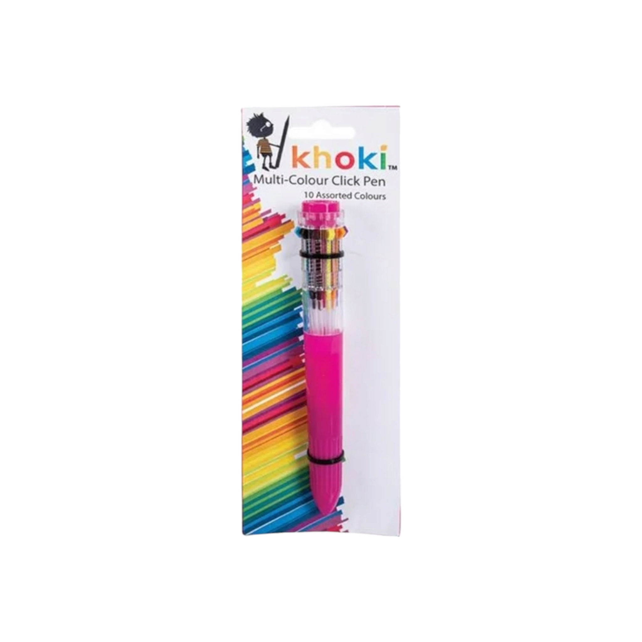 Khoki Multicolour Shuttle Click Pen 1pc with 10-Colors