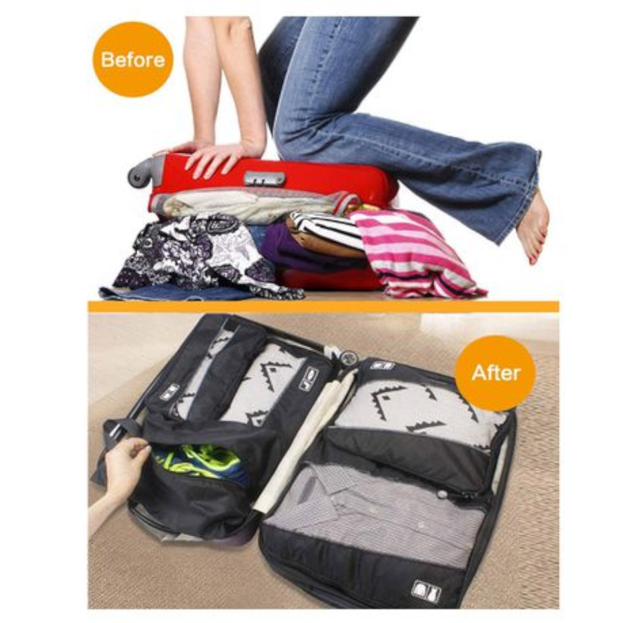 Camping & Travel Luggage Bag Organiser 3pc Set