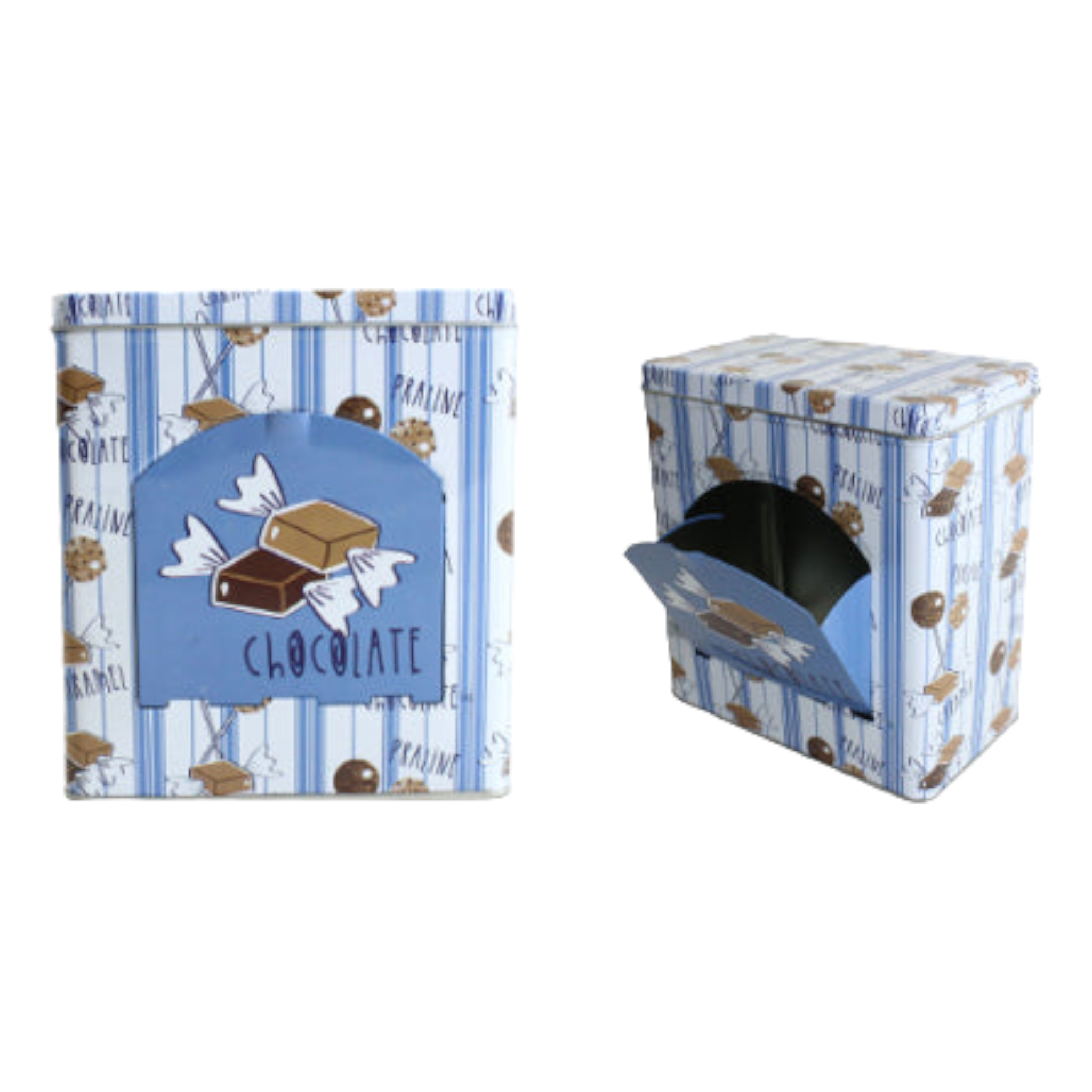 Gift Metal Container Tin Box with Front Open Flap Lid XTIN040