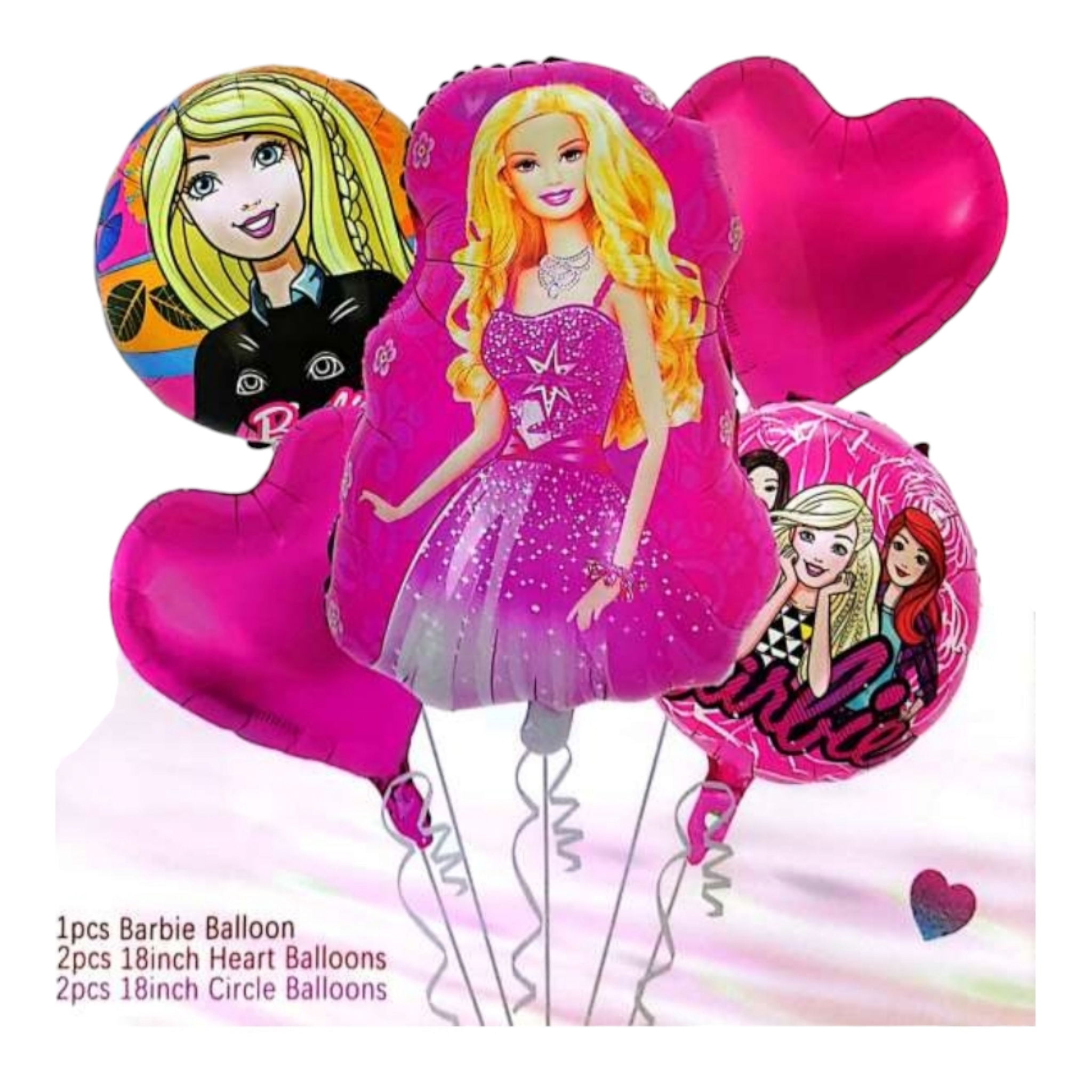 Disney Barbie Party Foil Balloons 5pc Set