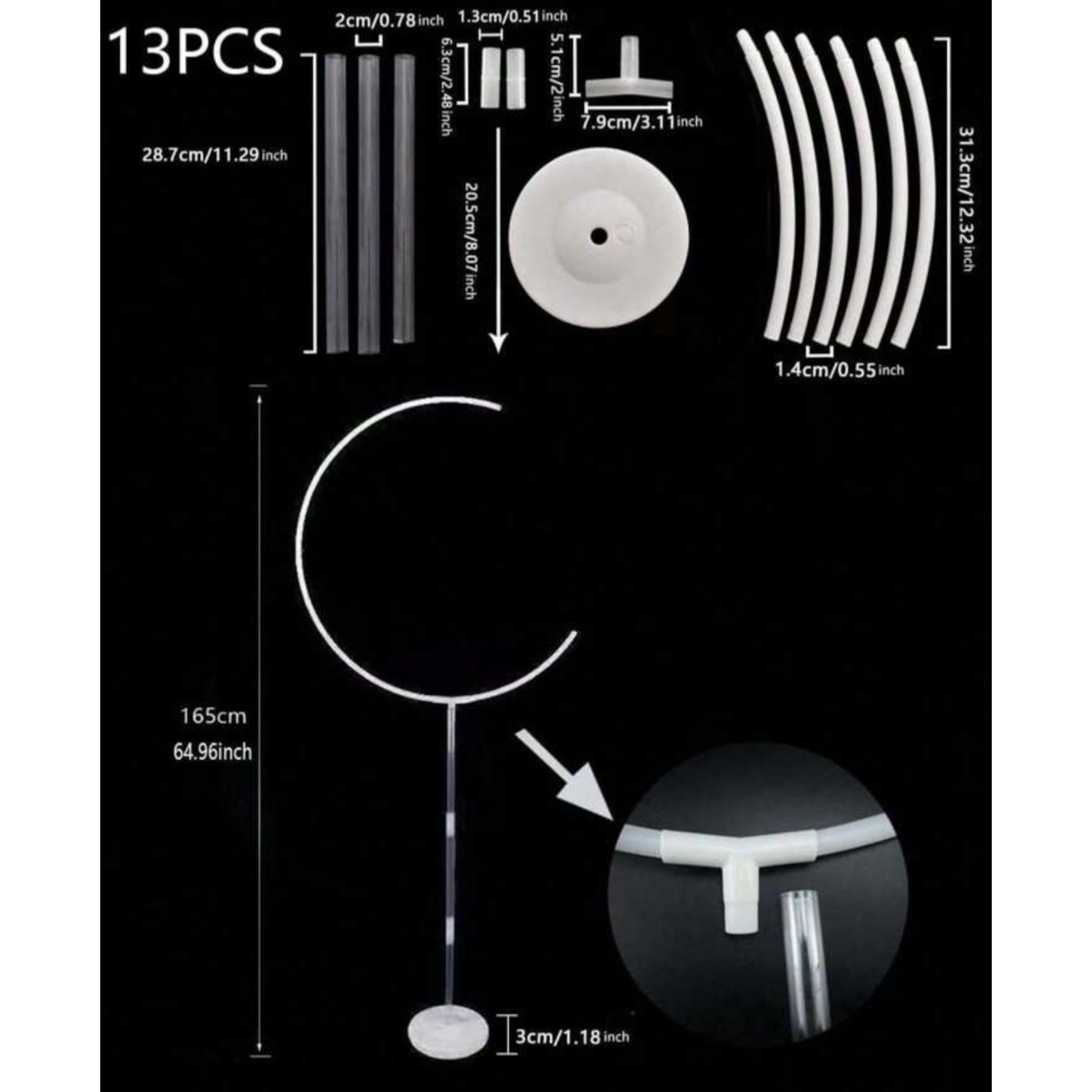 Balloon Moon Shaped Garland Column Stand 69x163cm