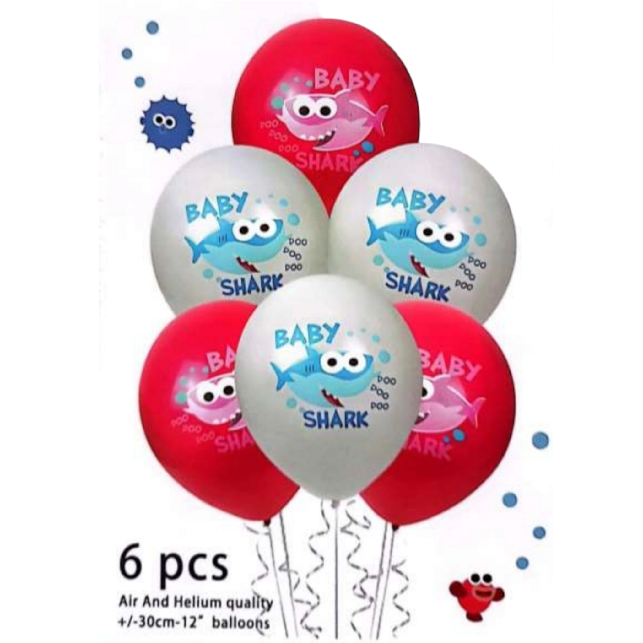 Baby Shark Party Toy Balloon 6pc Set