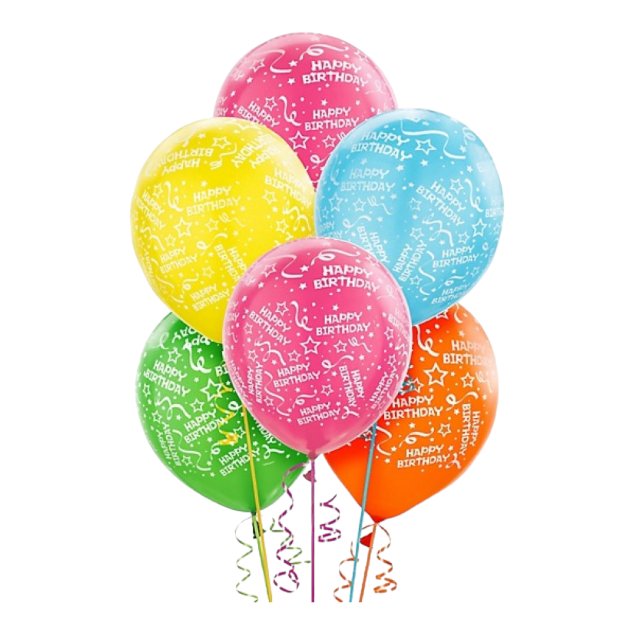 Happy Birthday Latex Toy Balloon 6pcs Assorted Colours INM1989-1