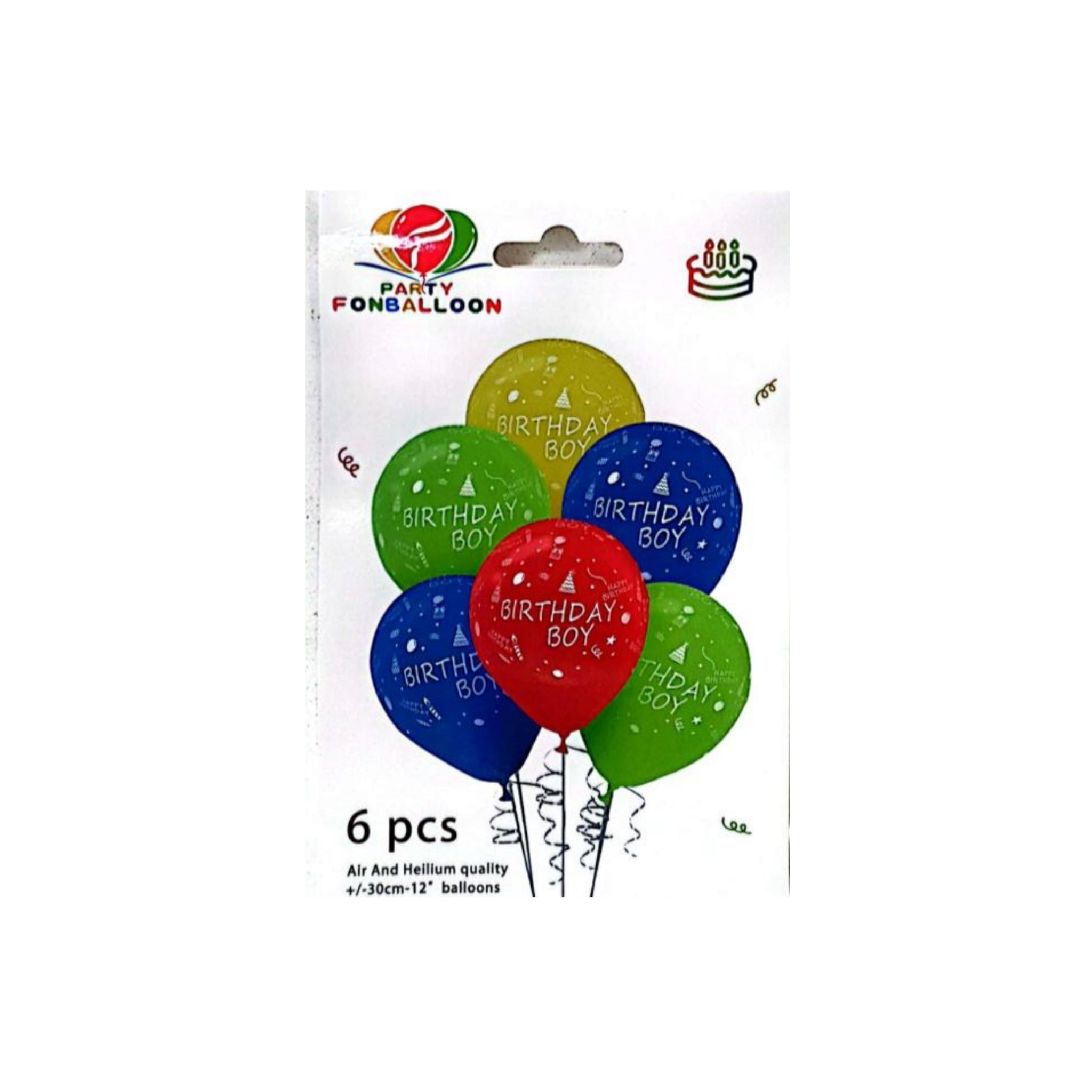 Happy Birthday Latex Boy Balloons Assorted Colors 6pcs