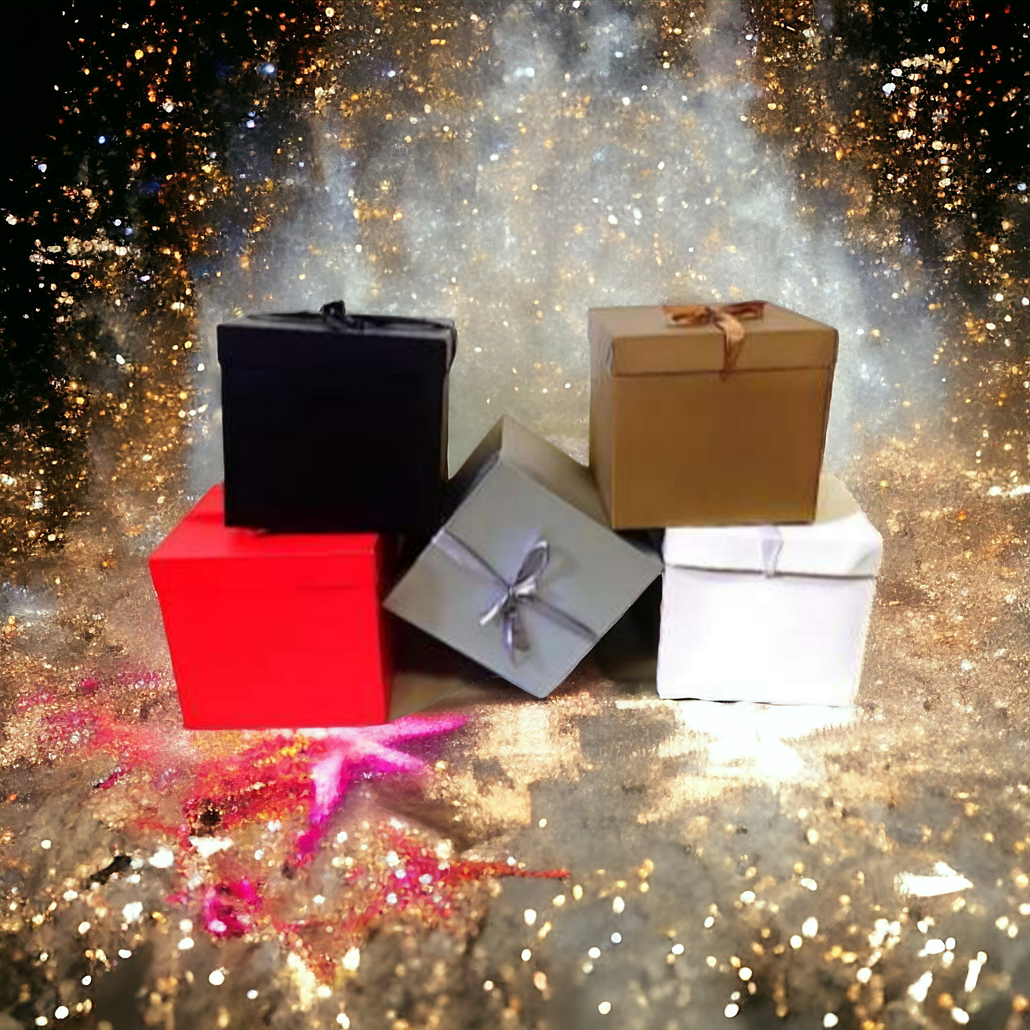 Gift Box Solid Color - Square Folding Cardboard Boxes