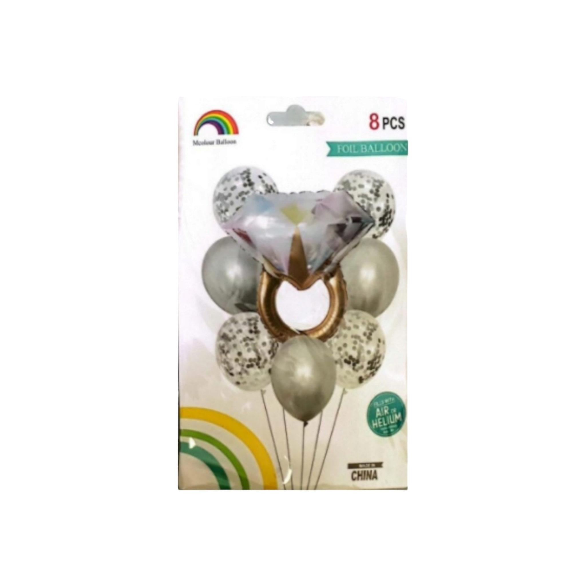 Diamond Ring Foil Balloon 8pc Set ZY-2140