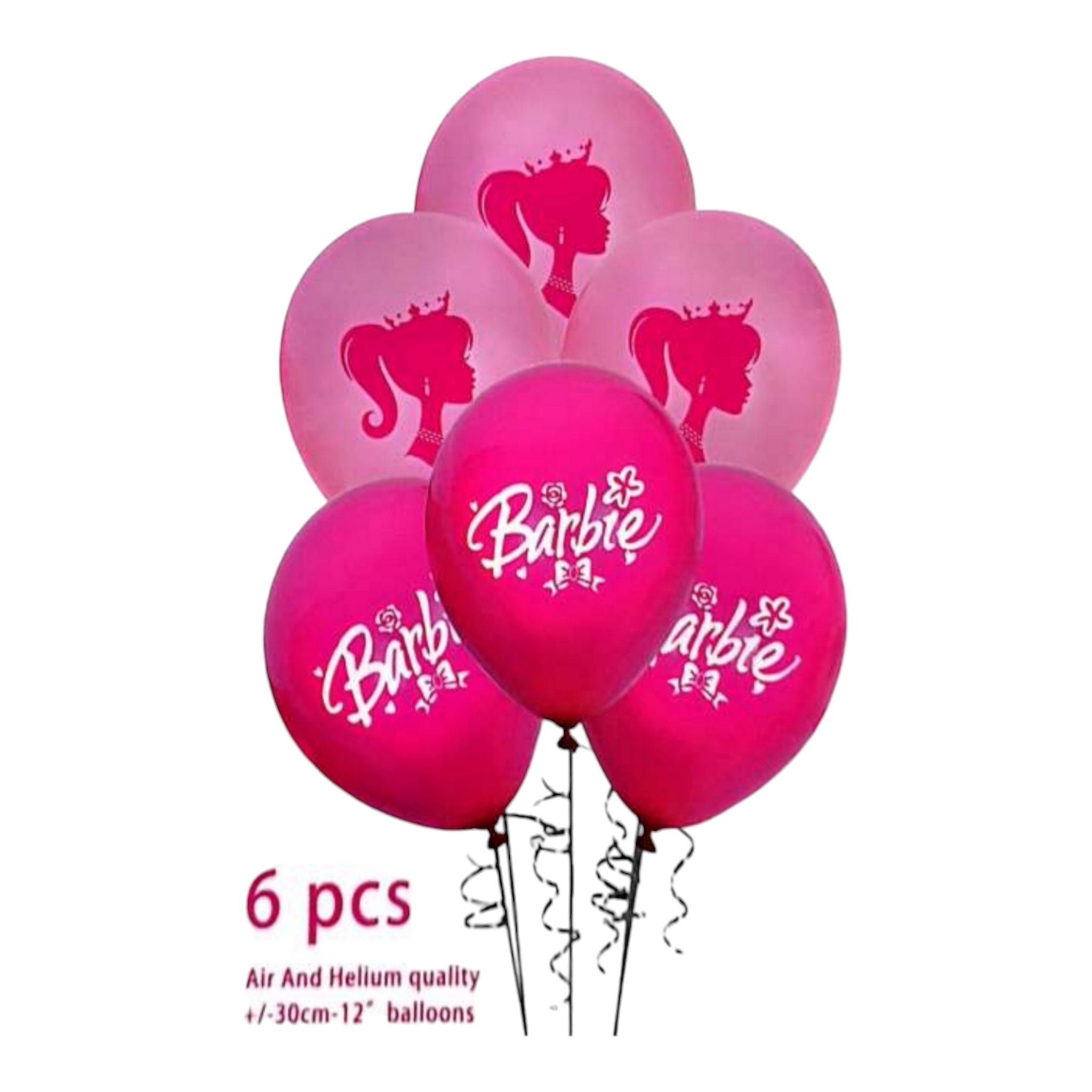 Disney Barbie Pink Latex Balloons 12inch 6pc Set