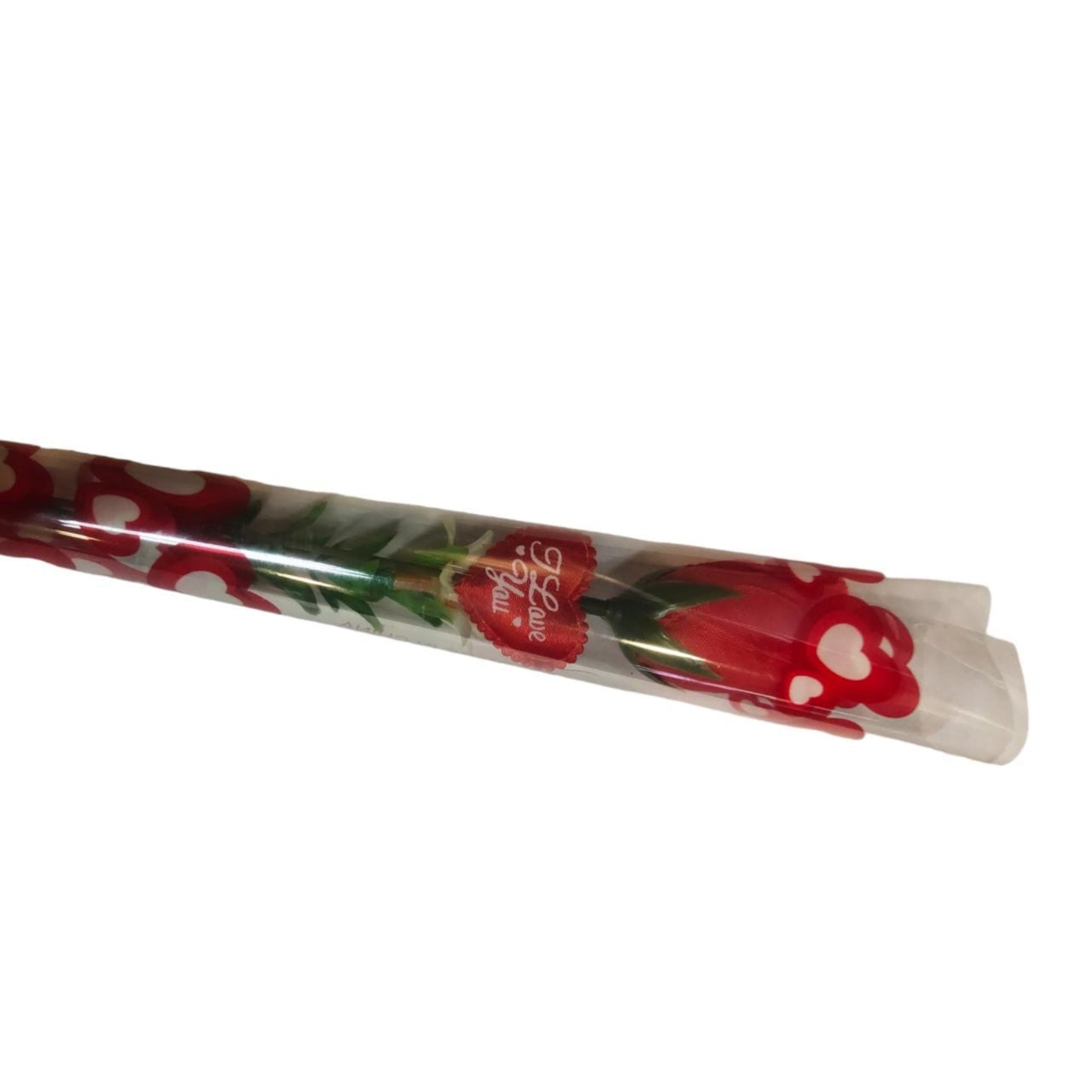 Artificial Rose Wrapped In Cellophane Plastic Cover 45cm
