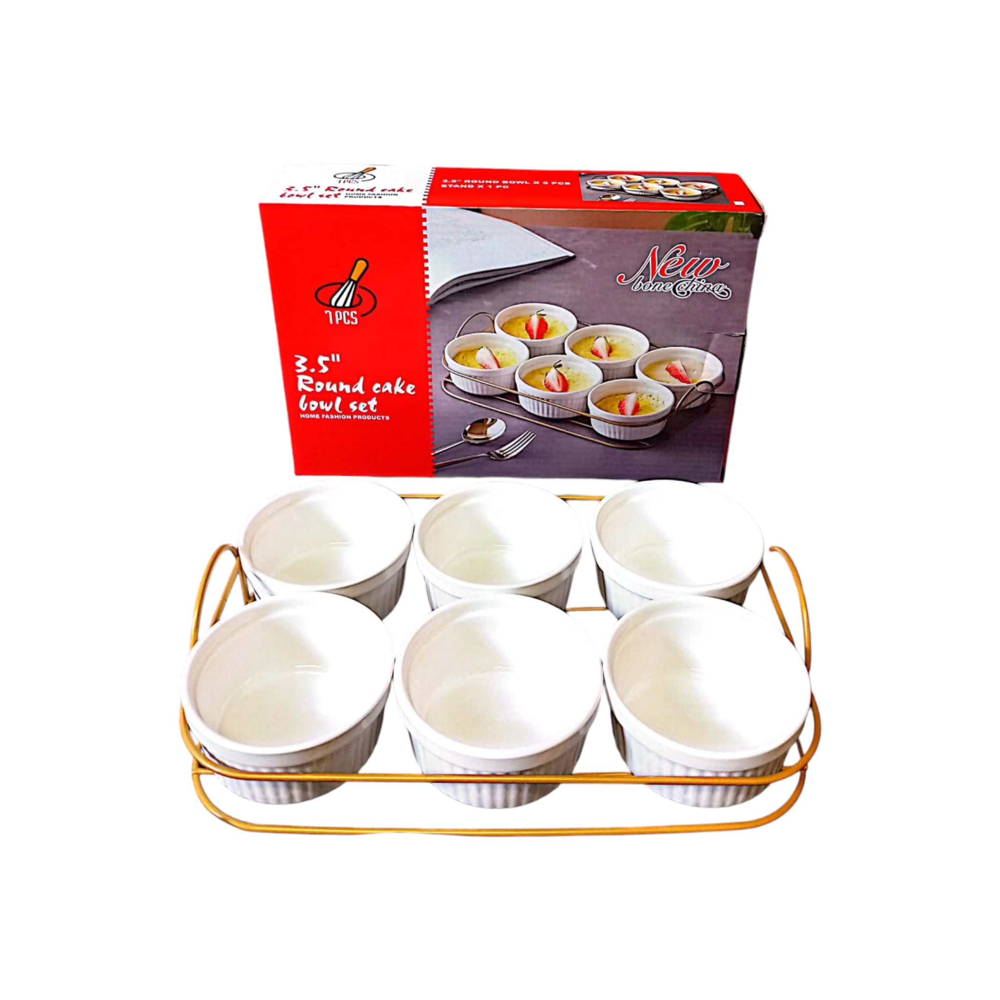 Ceramic Creme Brulee Cake Bowl White with Stand INMIX-12976
