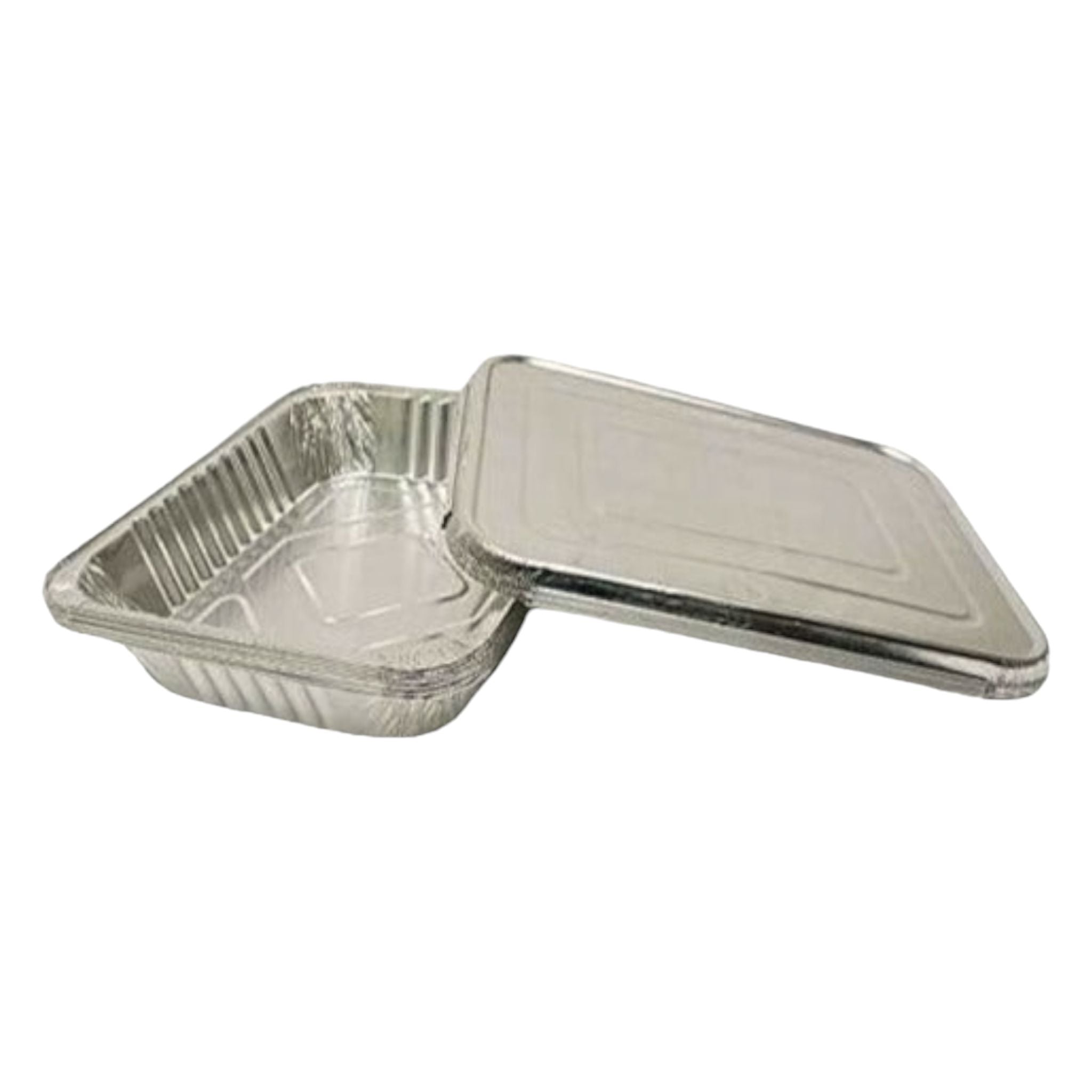 Aluminum Foil Takeaway Container Disposable Serving Tray 4011P with Poly PVC Lid Card Lid 8071P 1pc