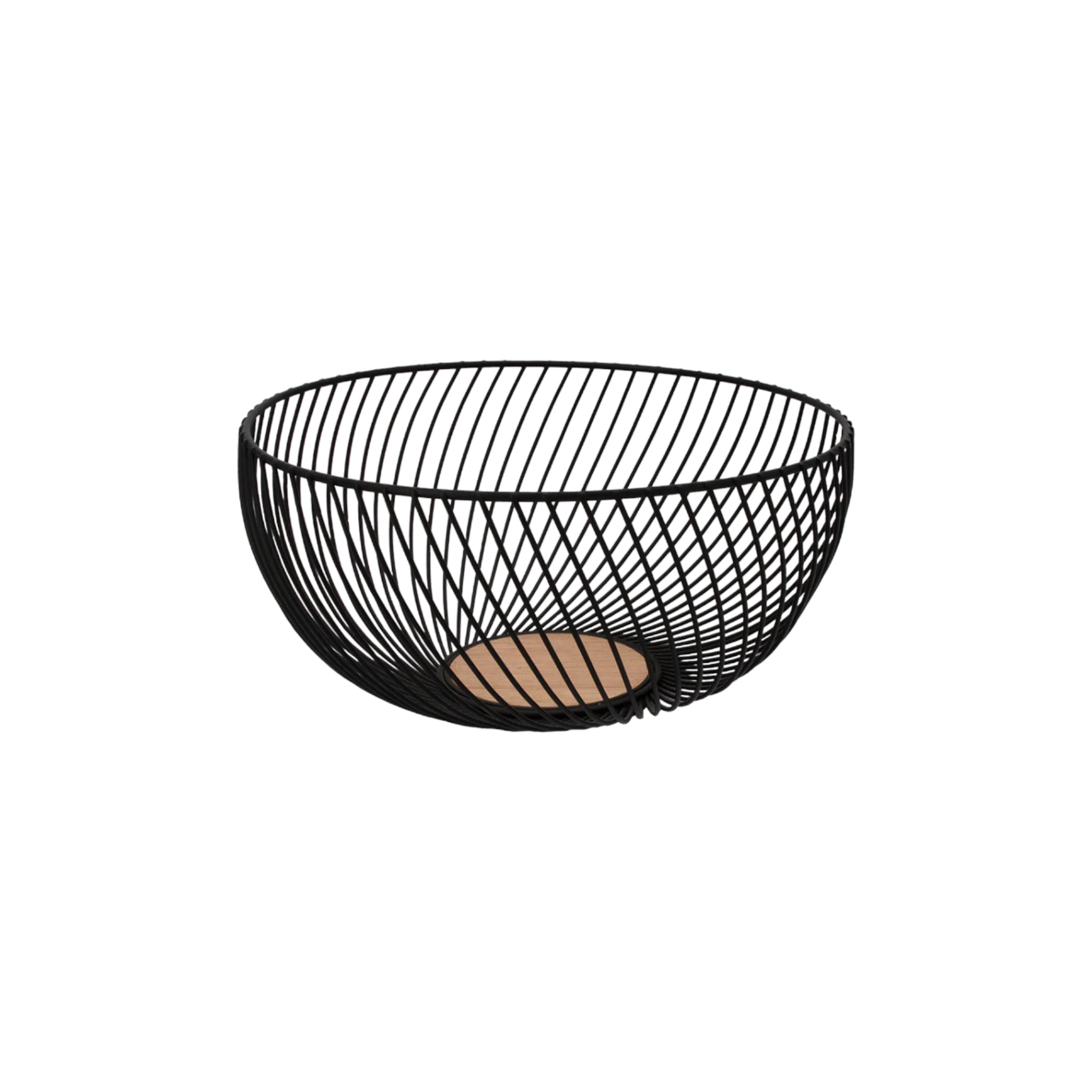 Regent Swirl Basket wire and Wood Powder Coated Black 125x250 Diameter