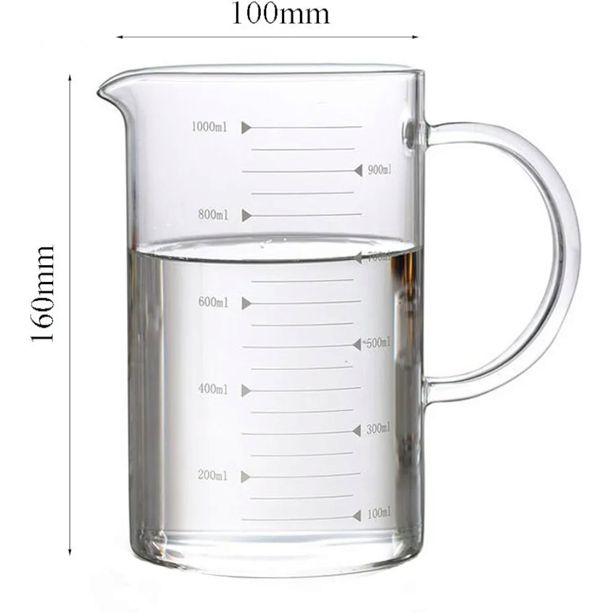 Borisilicate 1L Measurment Jug with Glass Lid GL1940