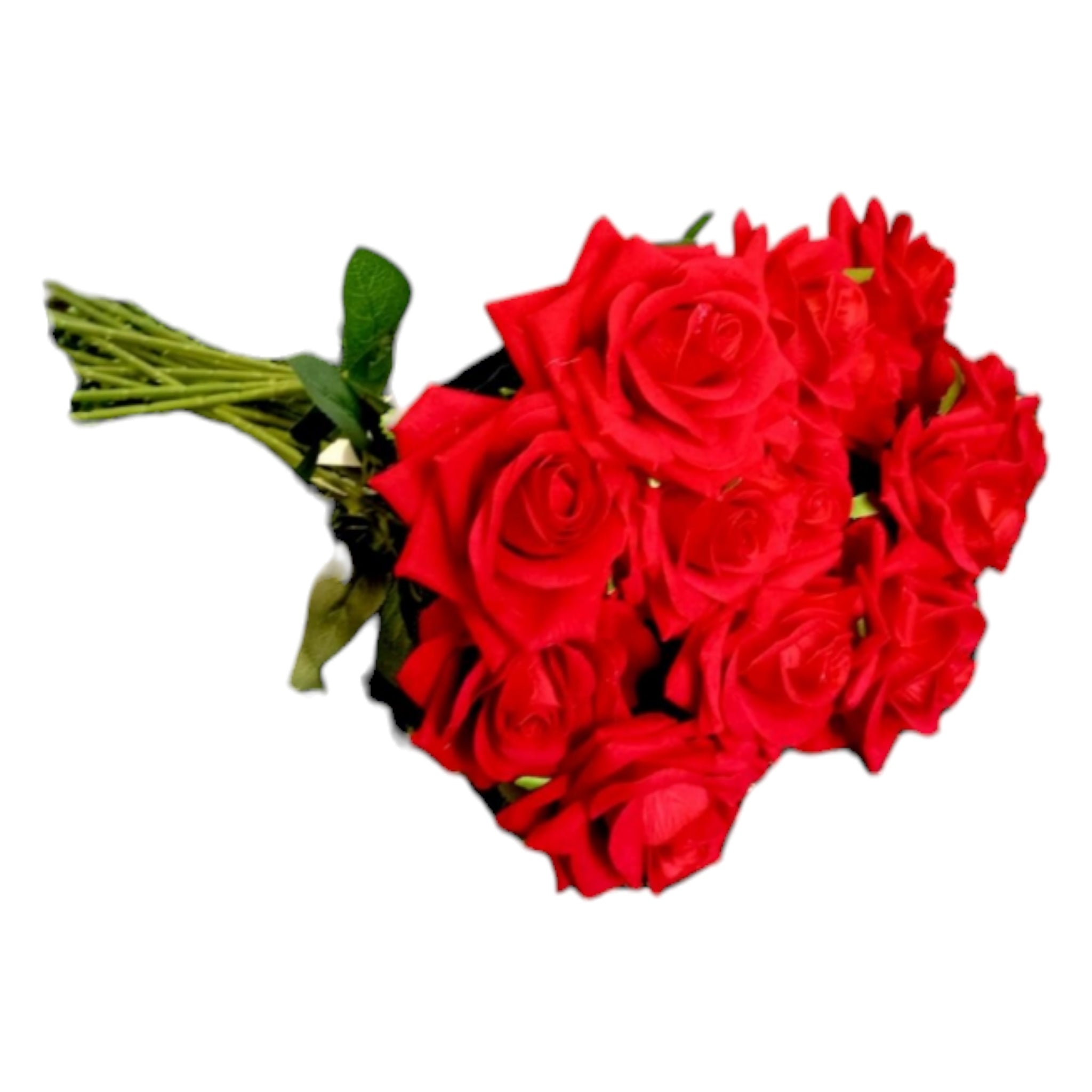 Artificial Red Rose Single Bush 9-heads Bouquet 60cm
