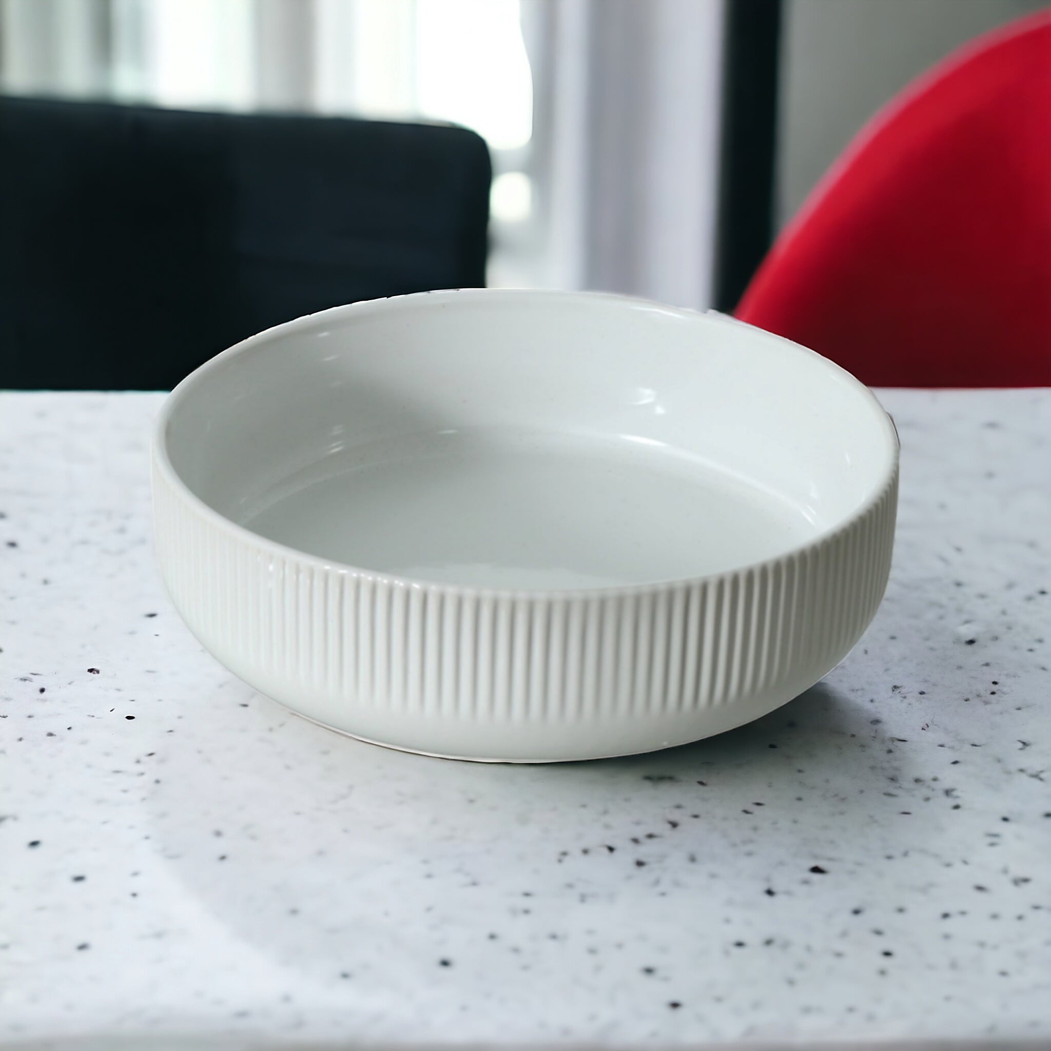 Ceramic Rib Cereal Bowl White 17.5x5.3cm