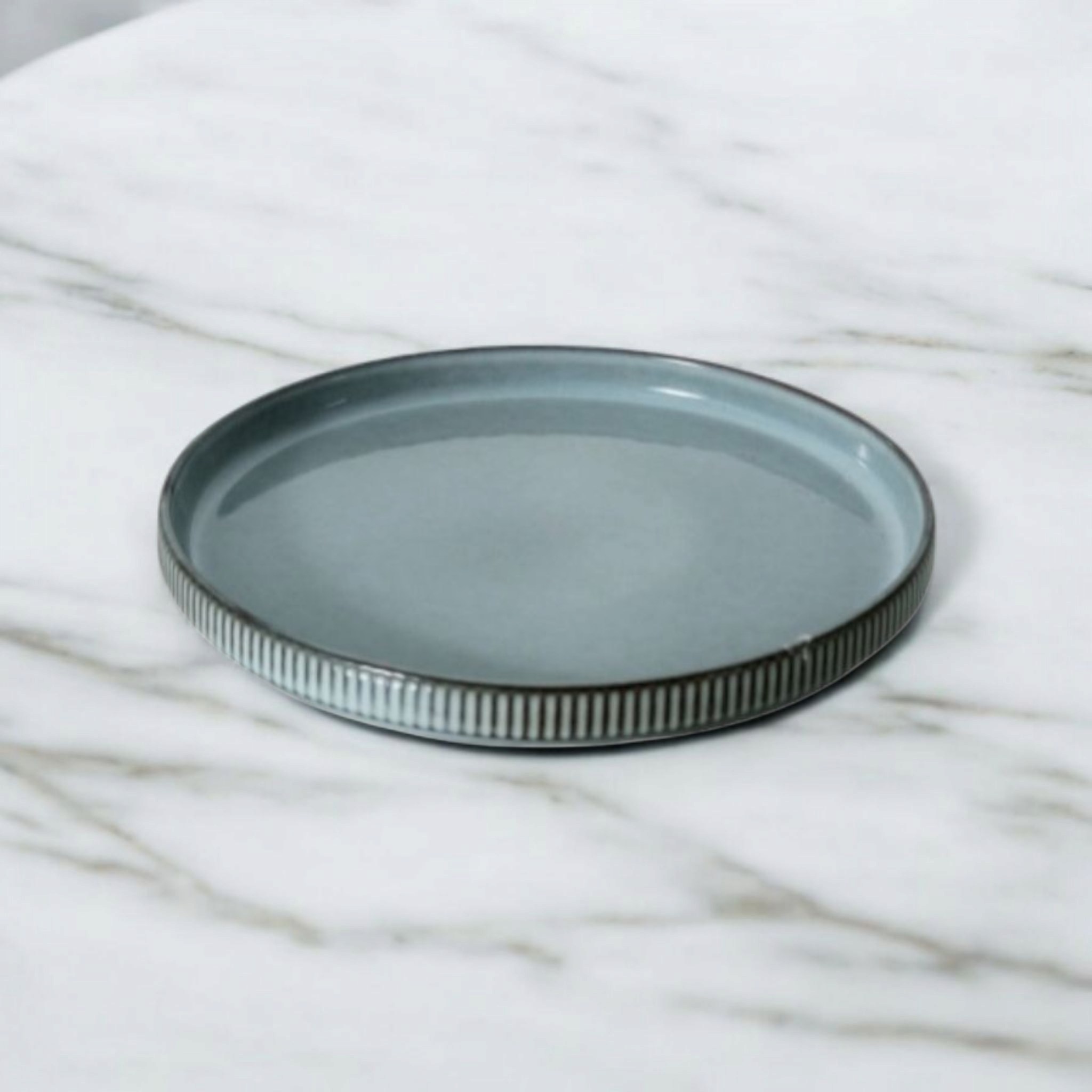 Ceramic Rib Dinner Plate Grey 25.2x2cm