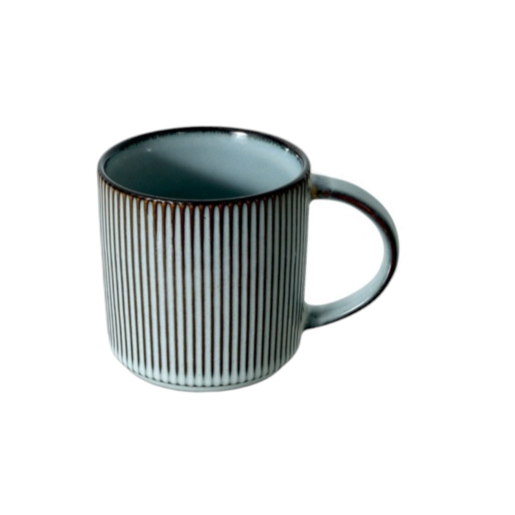 Ceramic Ribbed Coffee Mug Grey 350ml