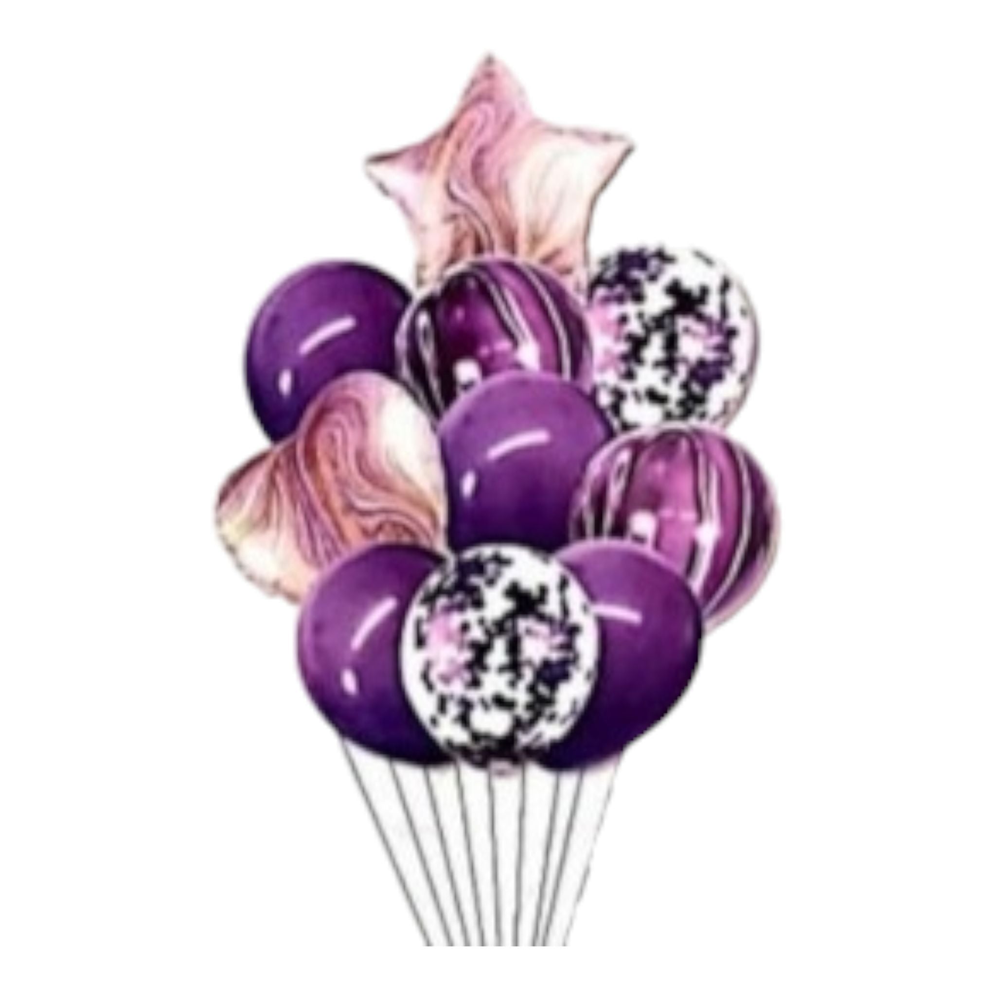 Party Star & Heart Latex Marble Balloon 10piece Set