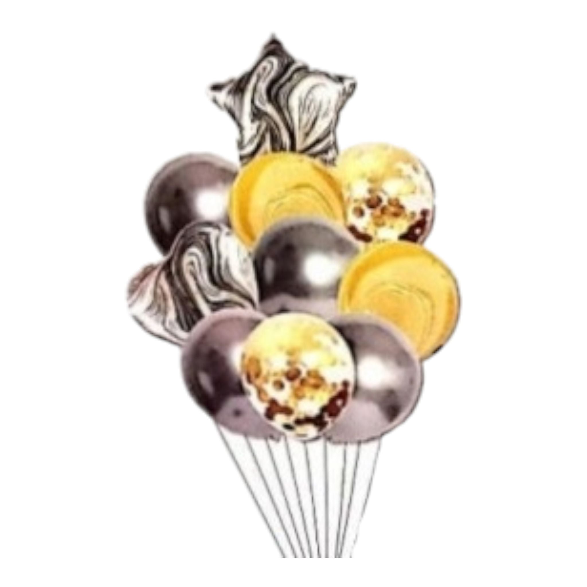 Party Star & Heart Latex Marble Balloon 10piece Set