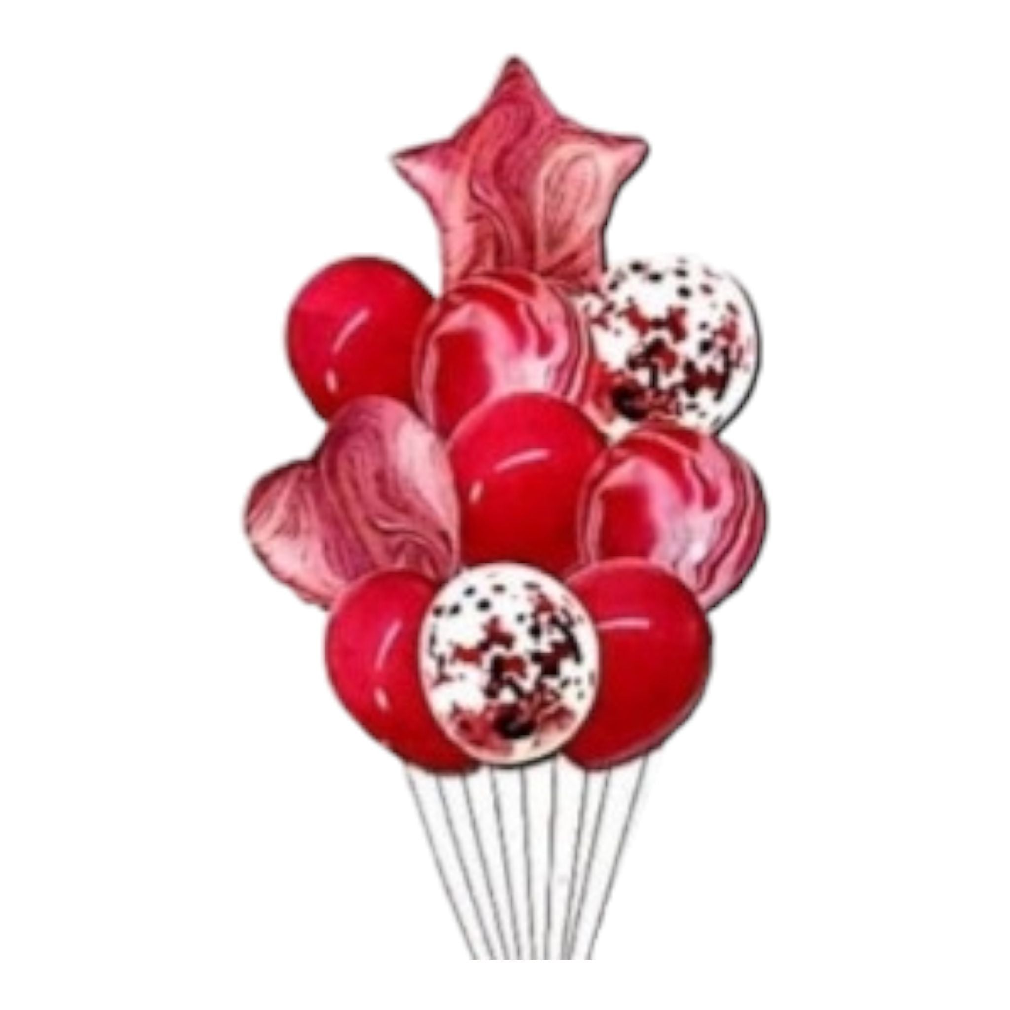 Party Star & Heart Latex Marble Balloon 10piece Set