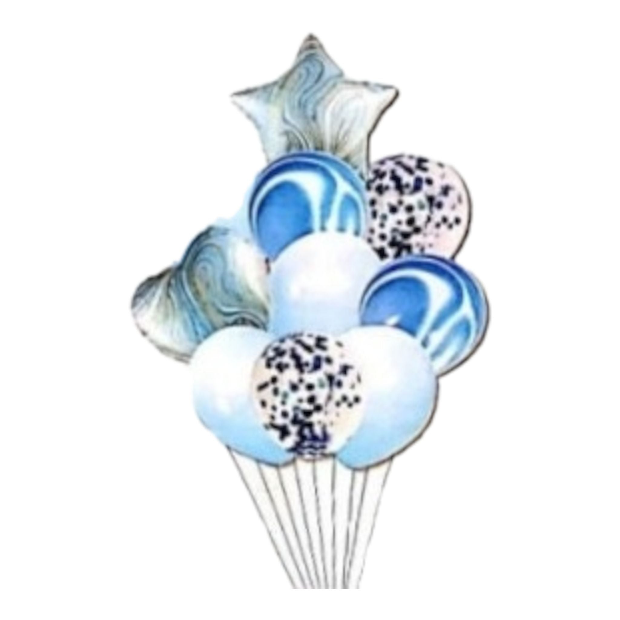 Party Star & Heart Latex Marble Balloon 10piece Set