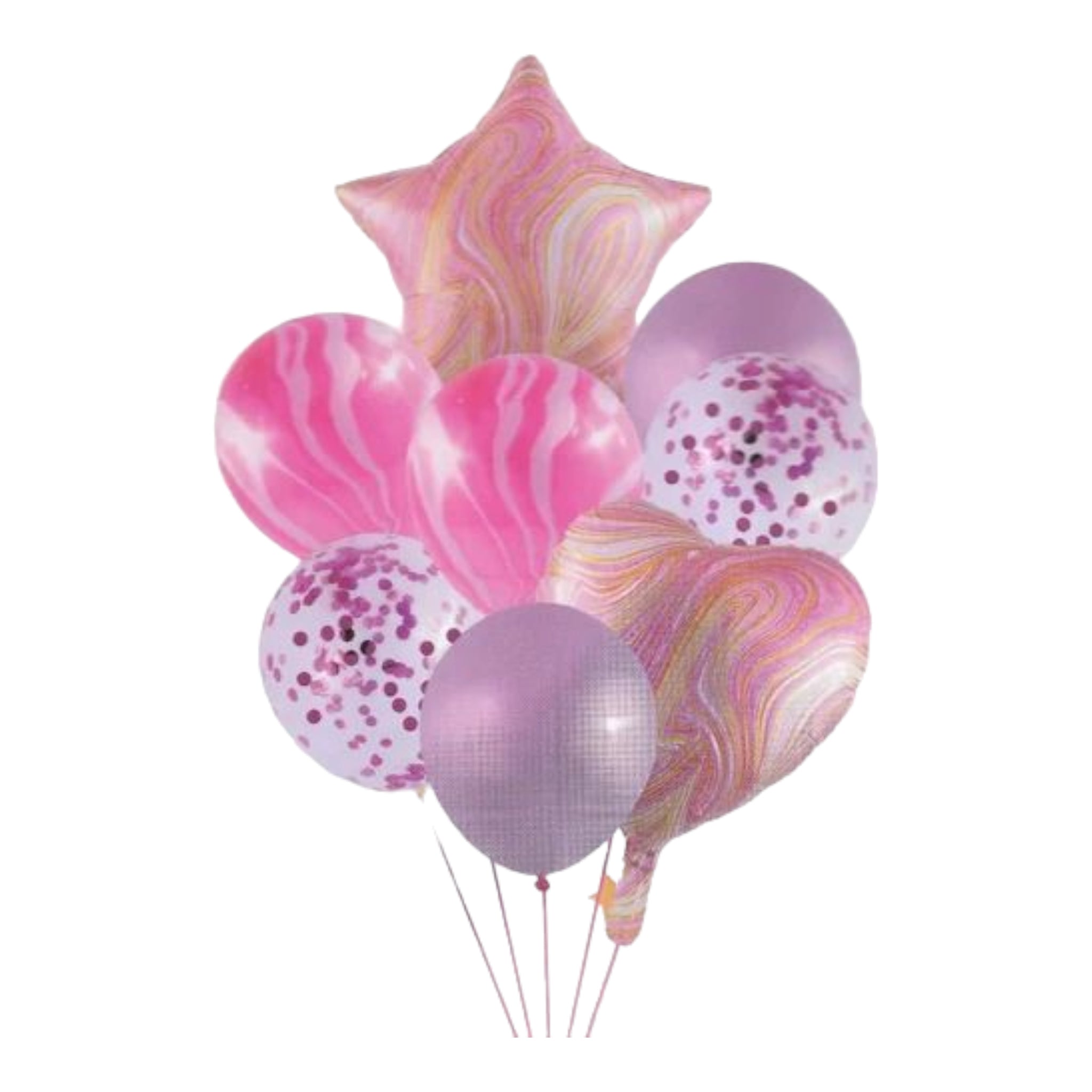 Party Star & Heart Latex Marble Balloon 10piece Set