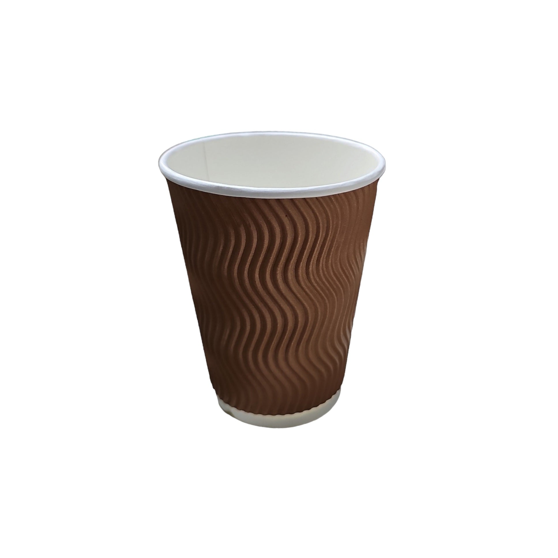360ml Disposable Ripple Coffee Cup Brown 25pack