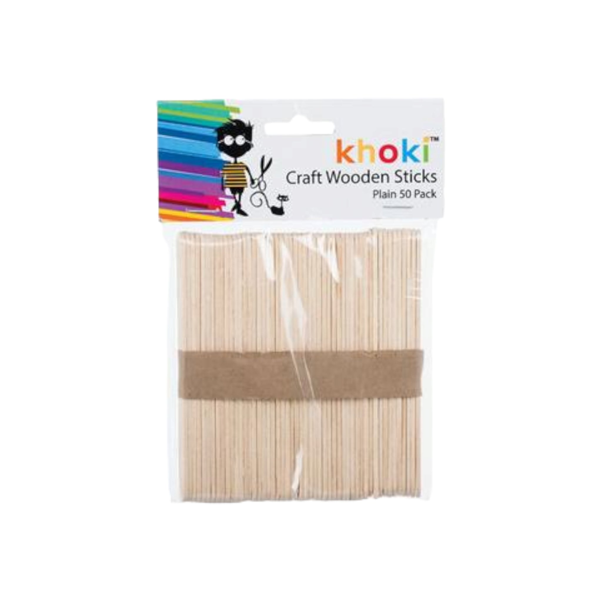 Khoki Wooden Craft Lolly Ice Cream Sticks 50pack