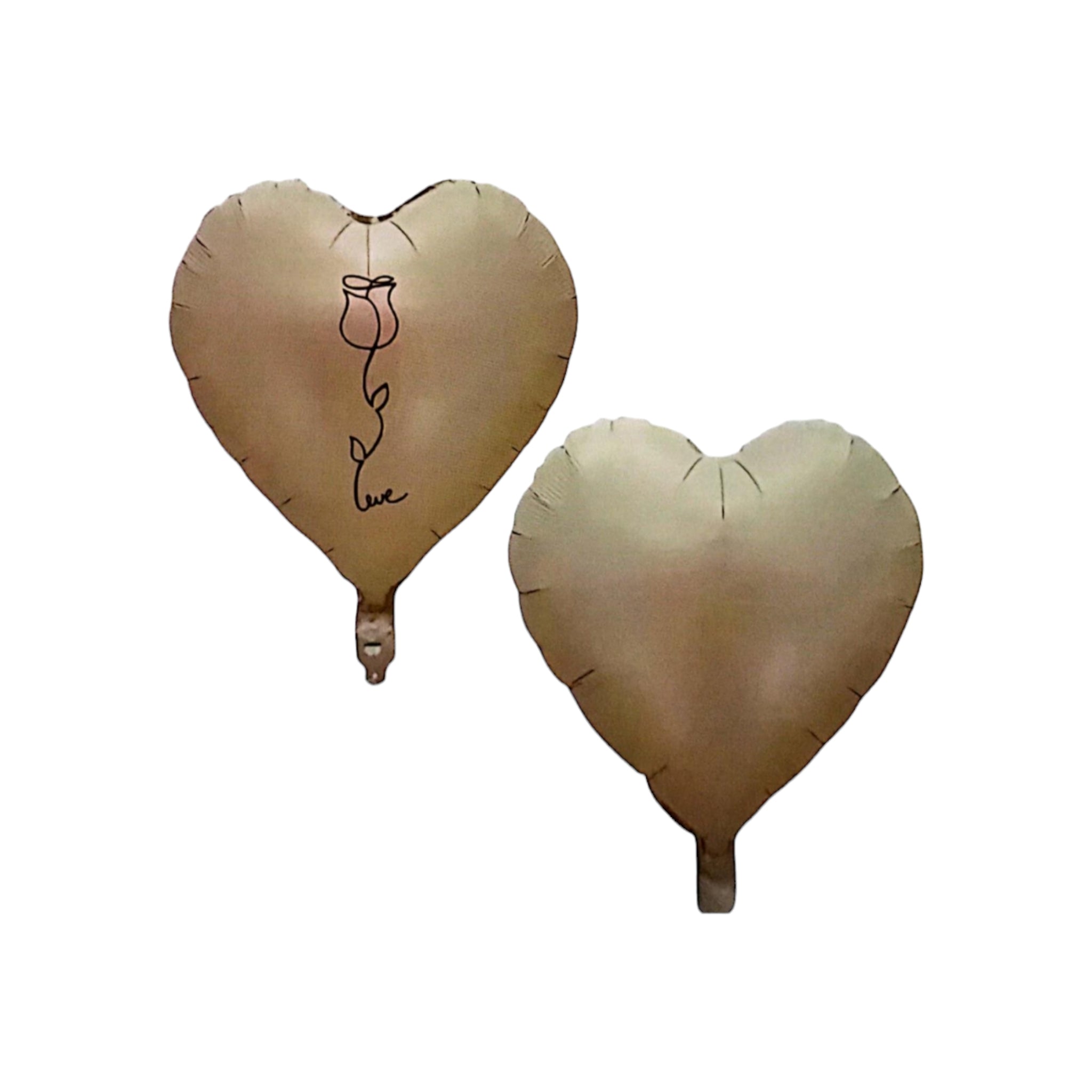 Heart Design Foil Balloon Gold 18Inch Flower Print 1-Side