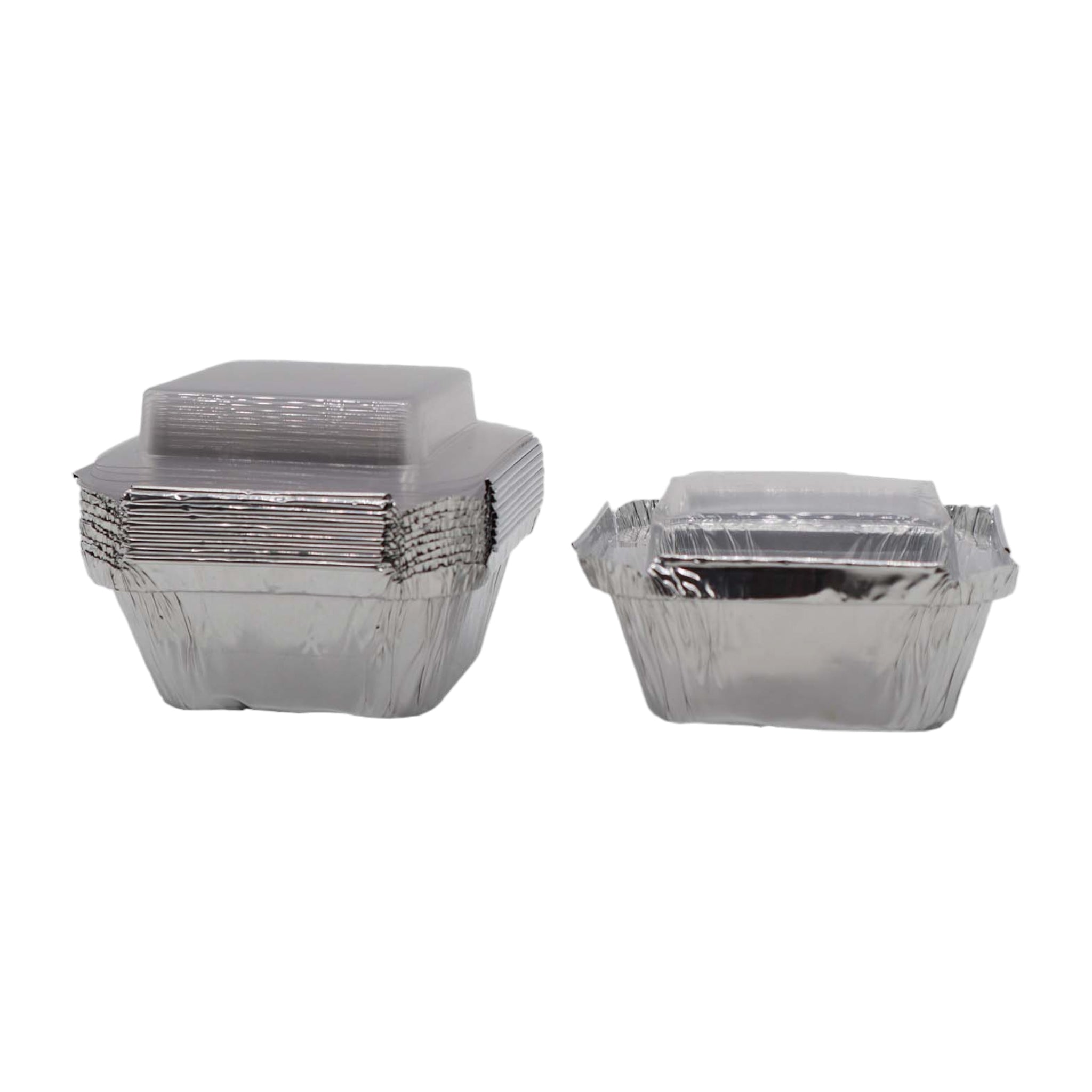 Aluminum Foil Takeaway Container Disposable Square FG-445PD with Clear Poly PVC LID 4453P 10pack