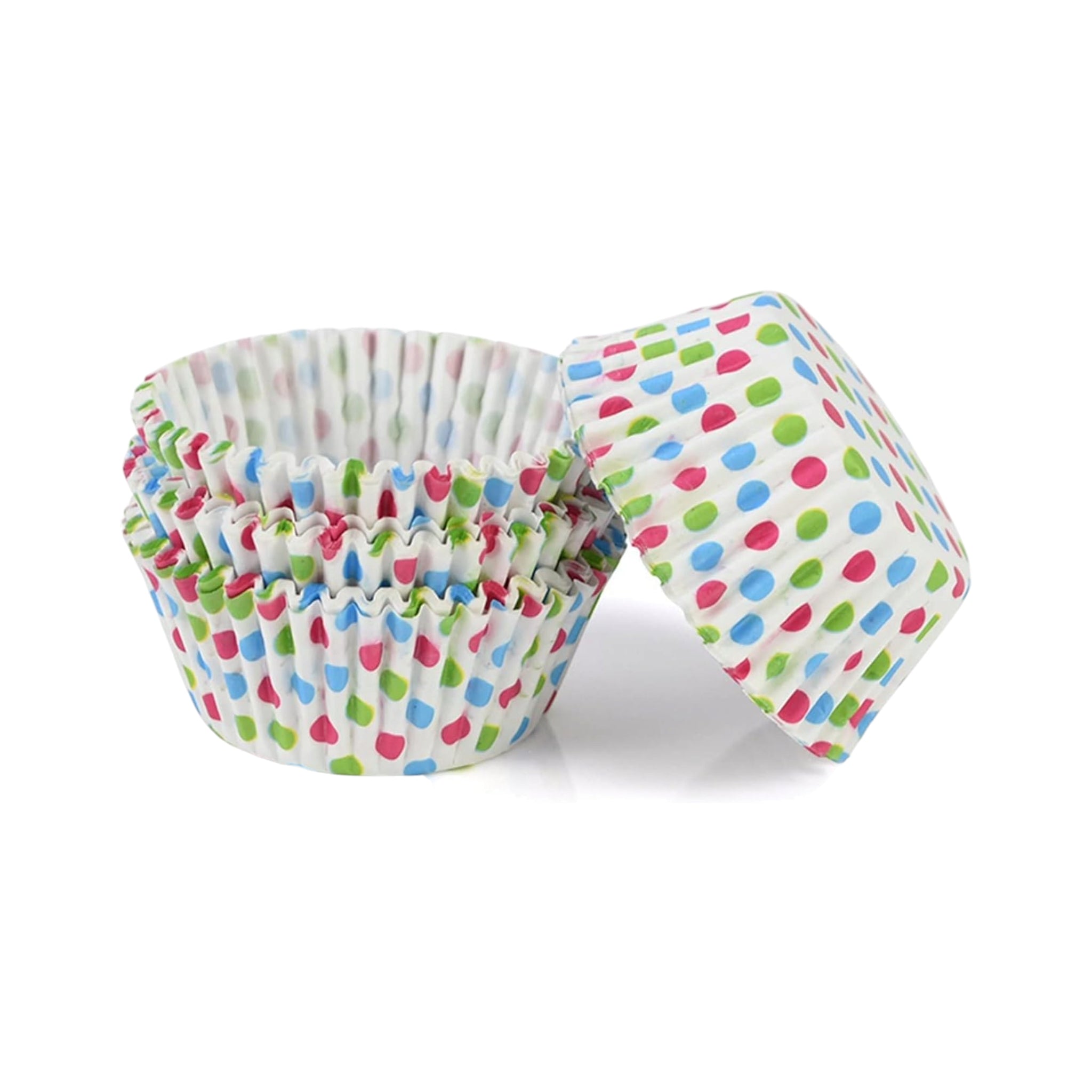 Baking Cupcake Paper Liners White 12cm with PVC Holder 12cm White with Color Polka Dots