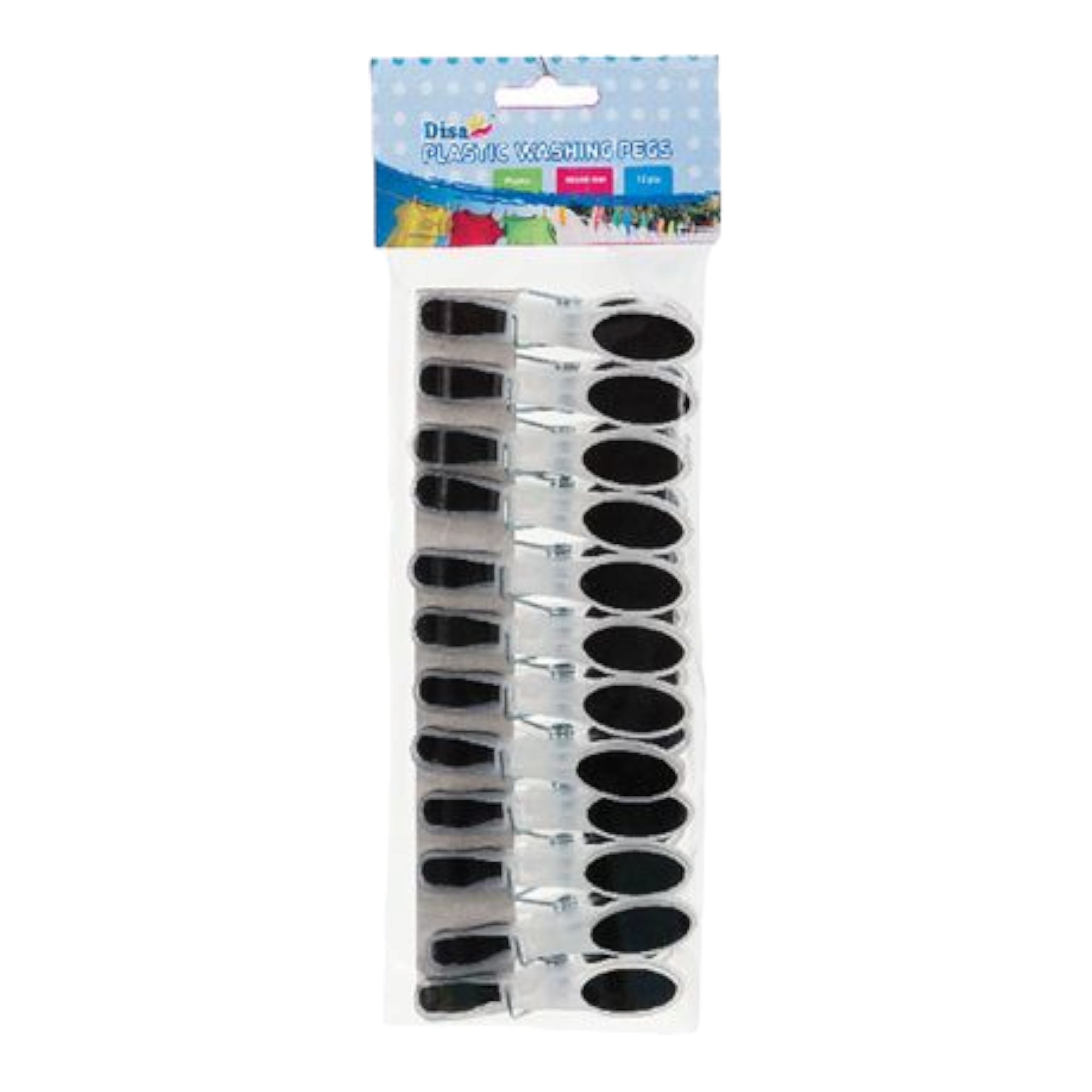 Disa Plastic Rubber Washing Pegs 80mm 12pack