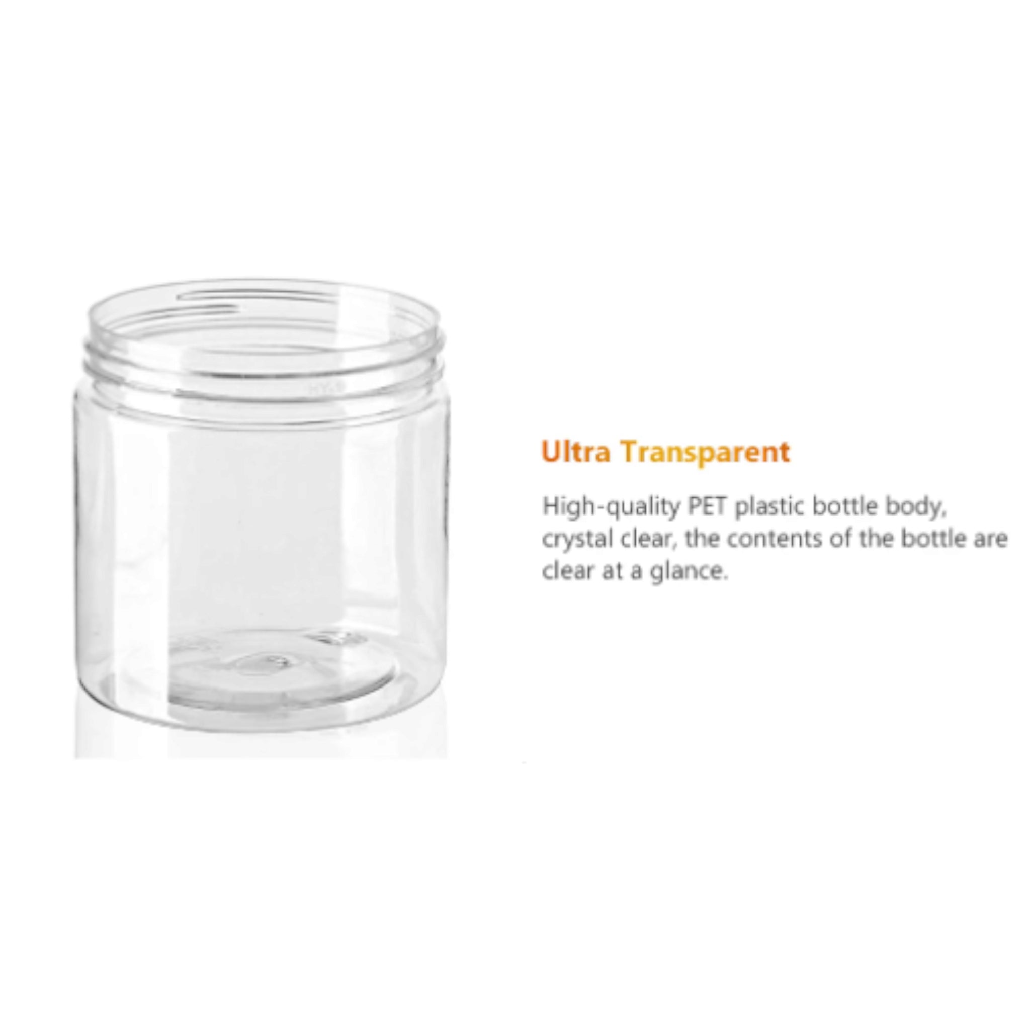 250ml PET Plastic Jar Bottle with Lid Transparent