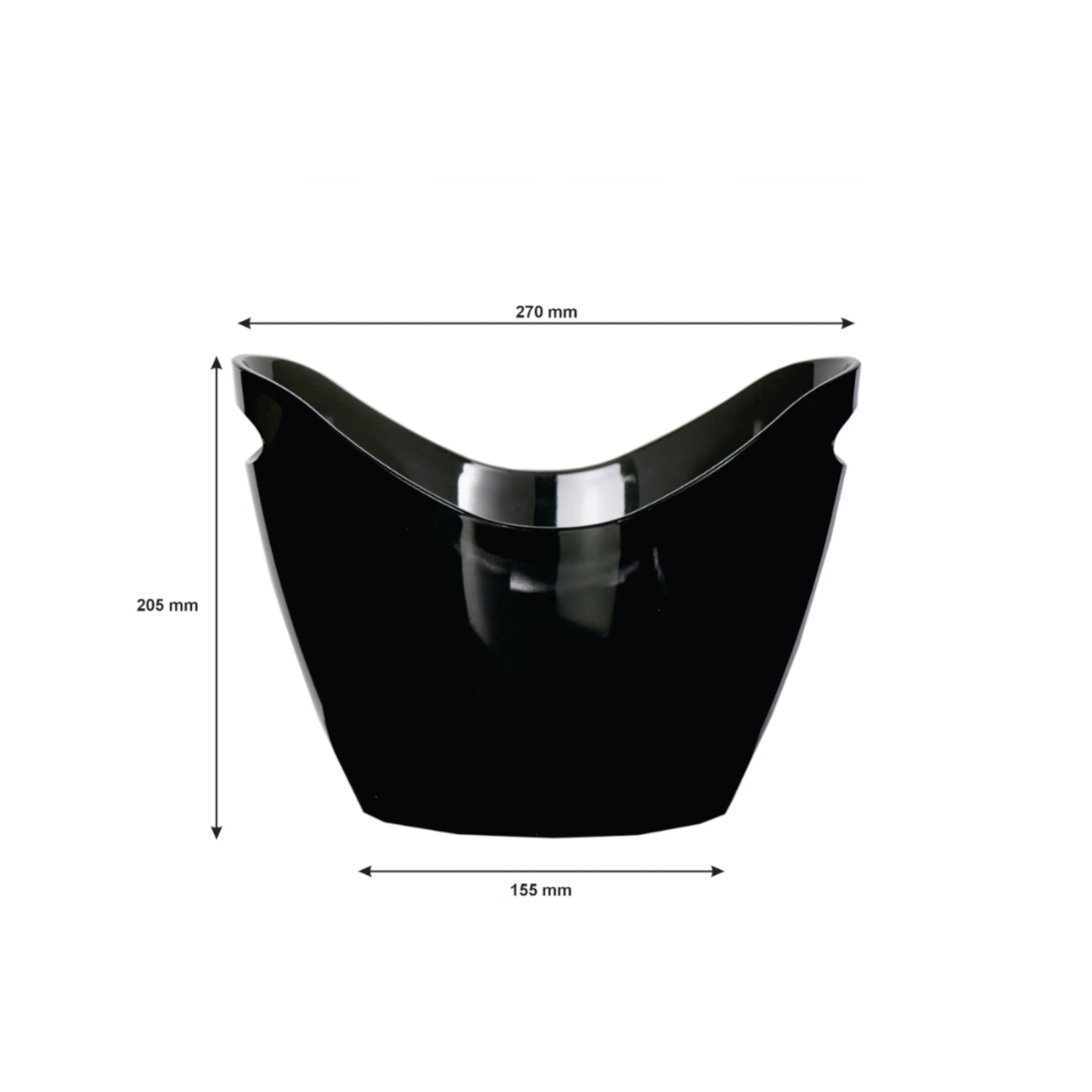 Bar Butler Acrylic Ice Bucket 4L Oval Shape Clear Black- Wine and Champagne Cooler 270x205x155mm 73145