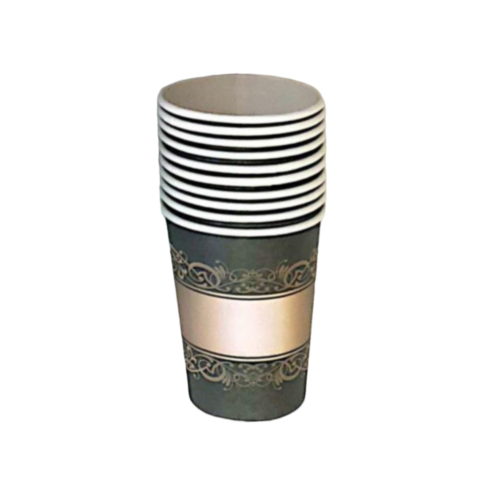 Disposable Party Paper Cups Rose Gold with Black Print 260ml 10ppack