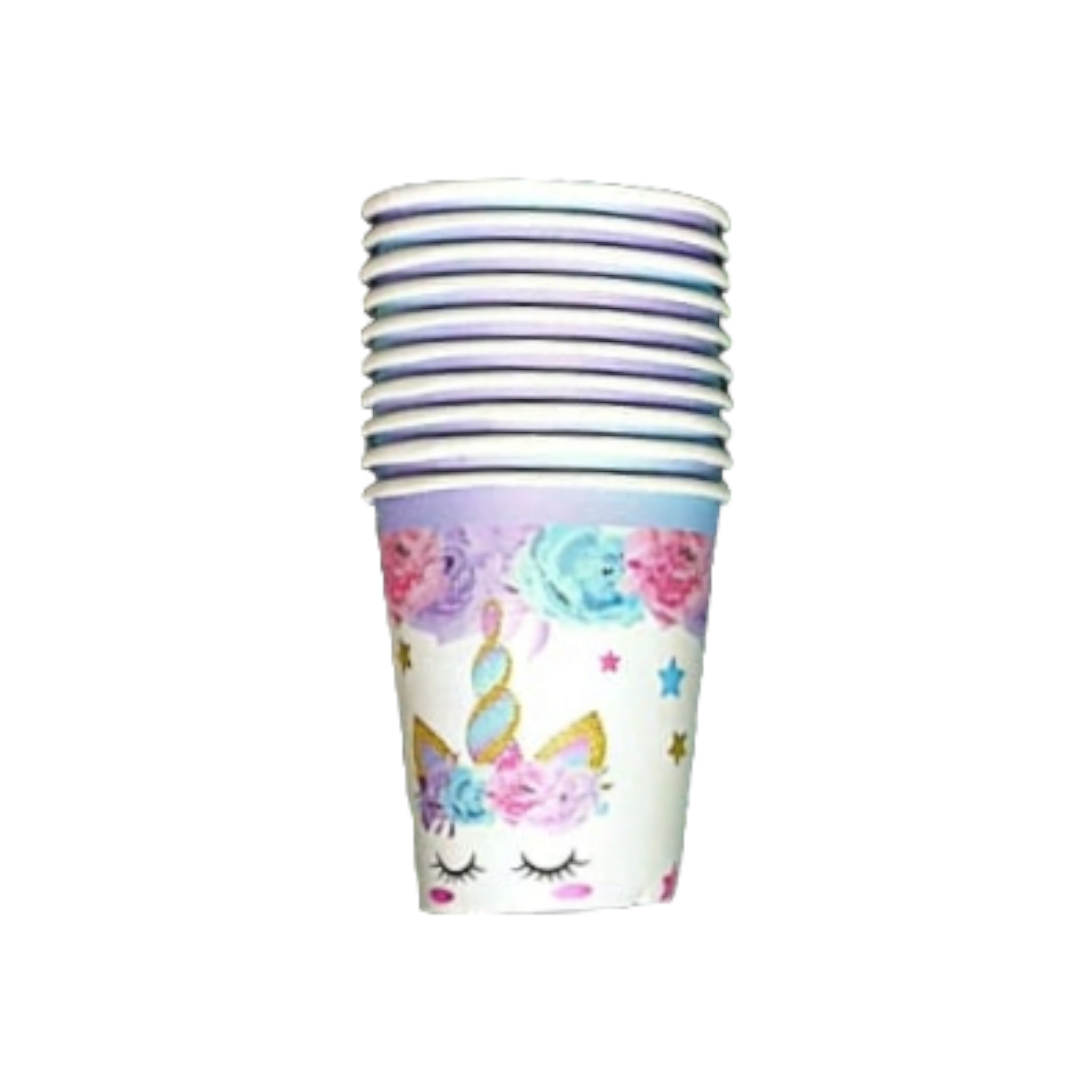 Disposable Party Paper Cup Unicorn Print 10pack