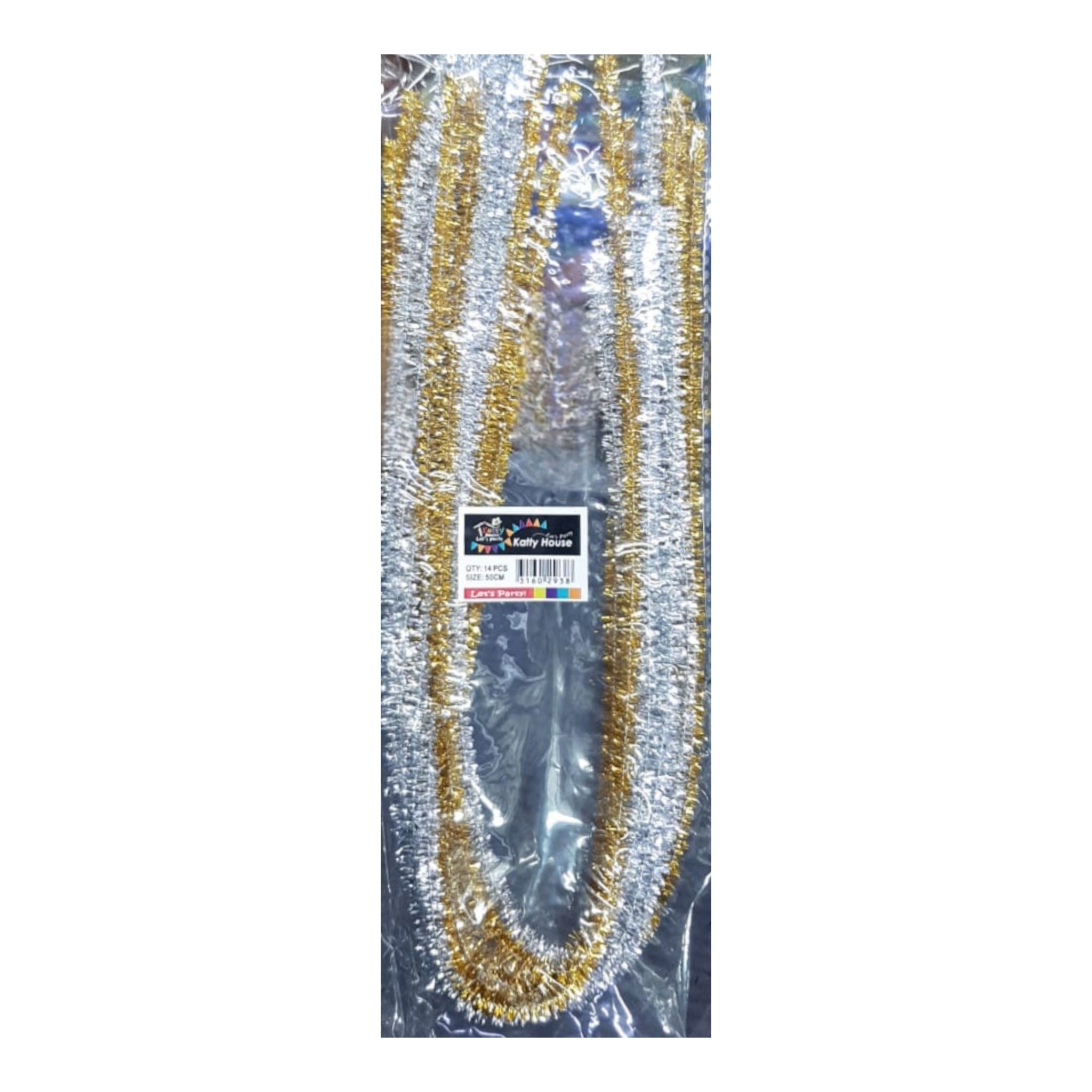 Metallic Tinesel Pipe Cleaner Gold & Silver L30cm 14pcs